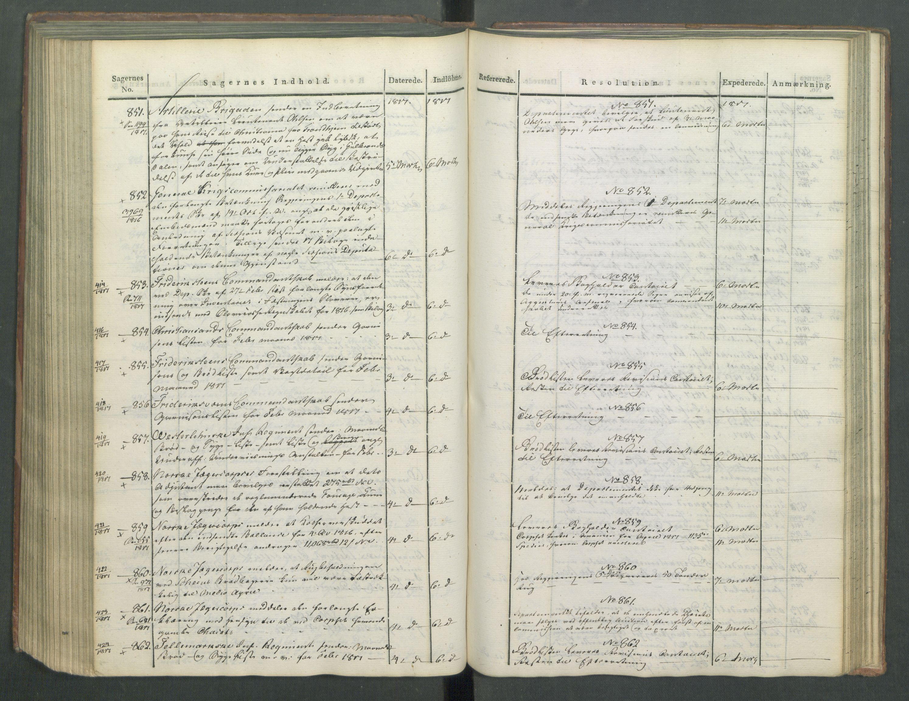 Armédepartementet, RA/RAFA-3493/C/Ca/L0009: 6. Departements Journal, 1816-1817