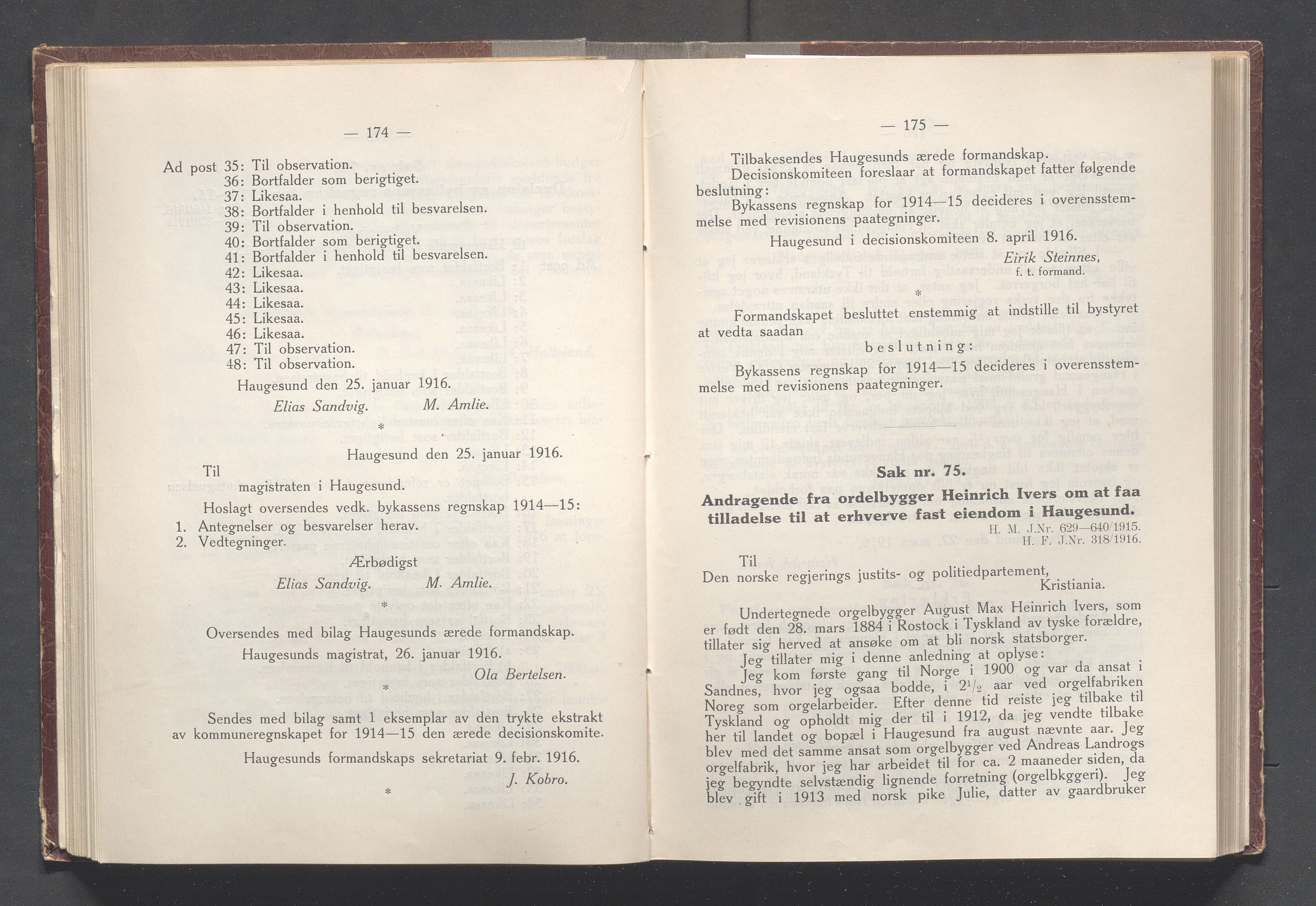 Haugesund kommune - Formannskapet og Bystyret, IKAR/A-740/A/Abb/L0002: Bystyreforhandlinger, 1908-1917, s. 760