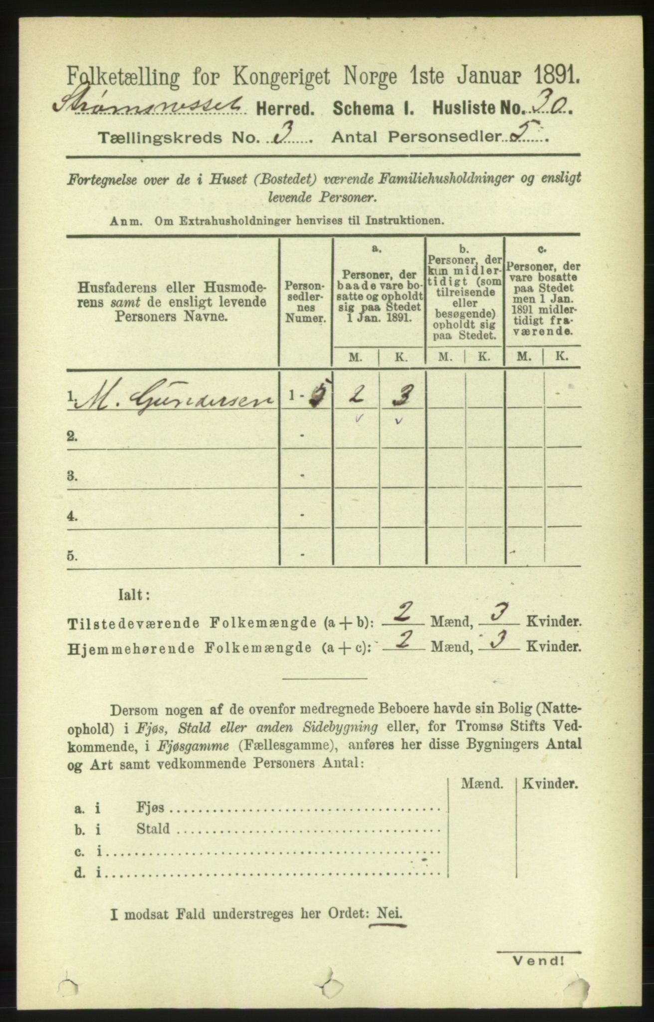 RA, Folketelling 1891 for 1559 Straumsnes herred, 1891, s. 453