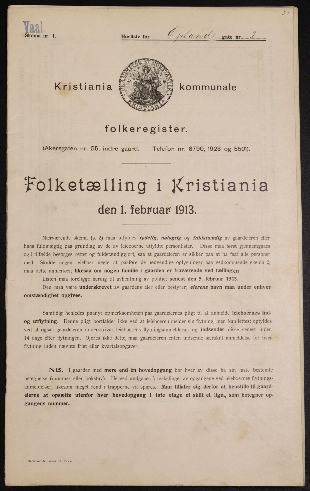 OBA, Kommunal folketelling 1.2.1913 for Kristiania, 1913, s. 75868