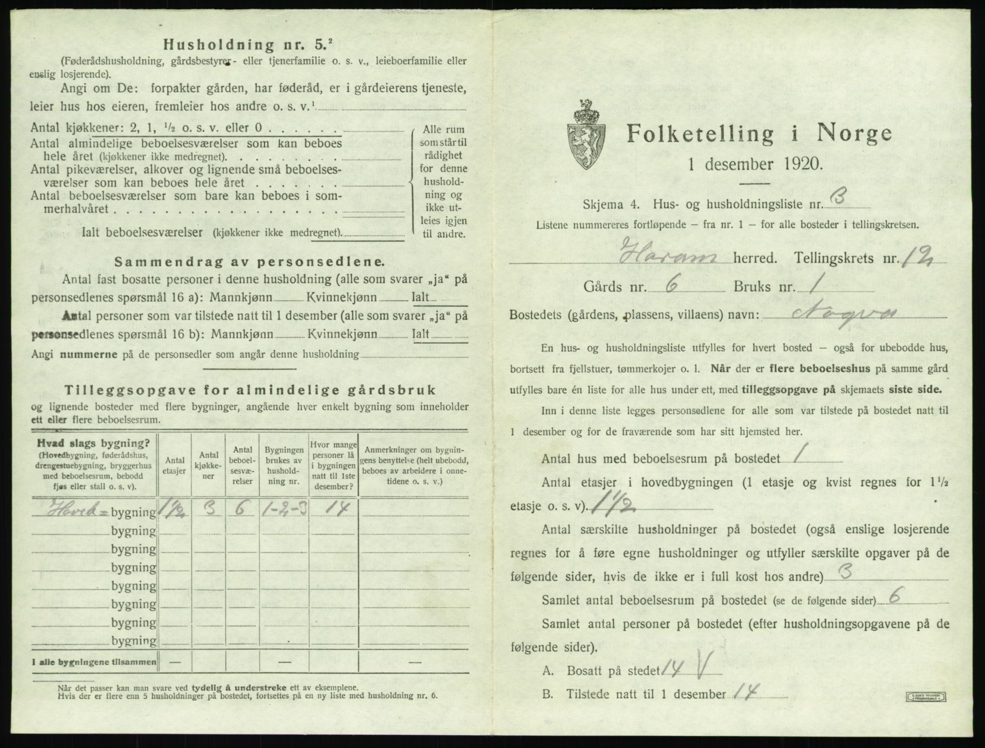 SAT, Folketelling 1920 for 1534 Haram herred, 1920, s. 805