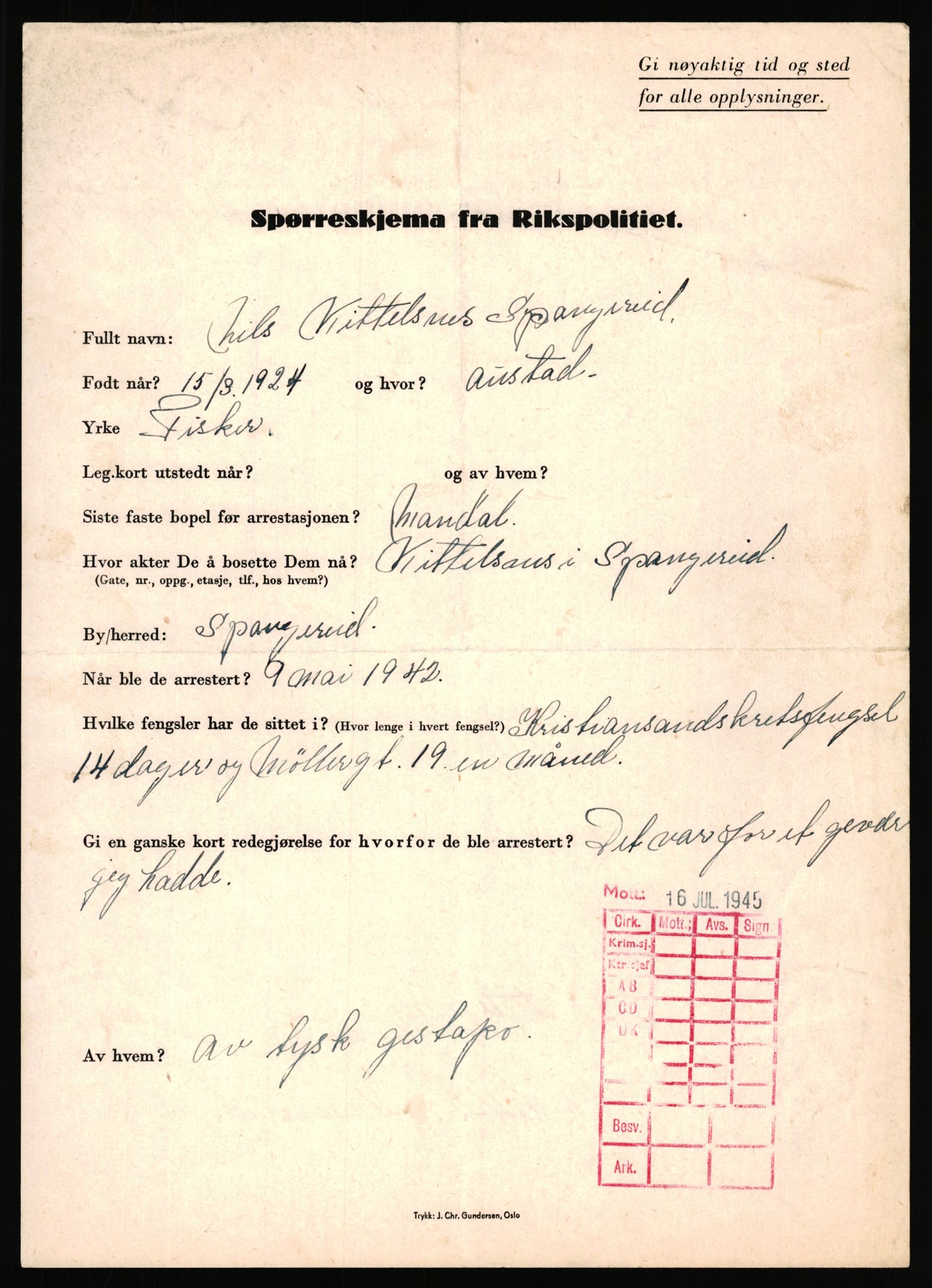 Rikspolitisjefen, AV/RA-S-1560/L/L0015: Scharff, Carlo Max - Stephensen, Gudrun, 1940-1945, s. 963