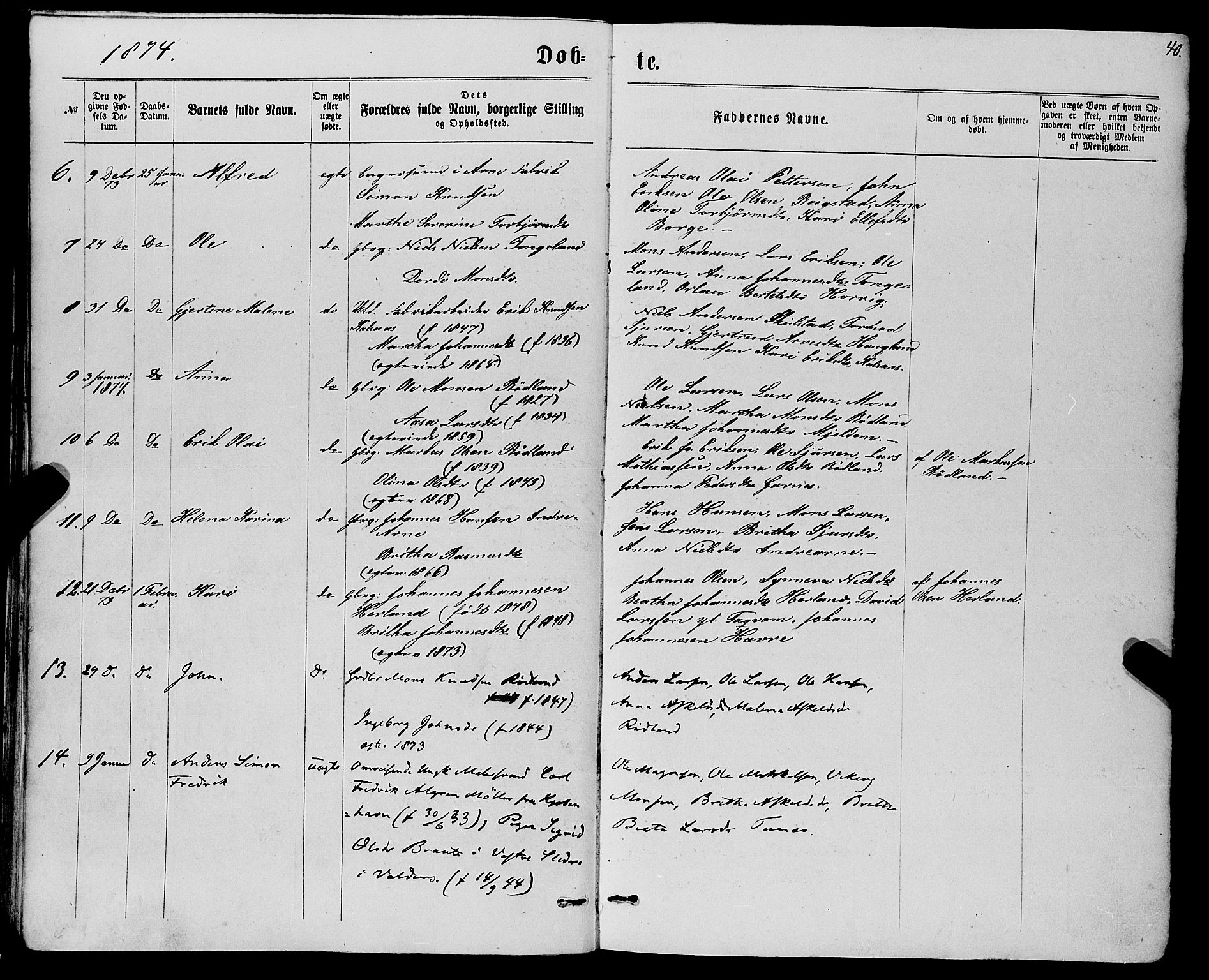 Haus sokneprestembete, AV/SAB-A-75601/H/Haa: Ministerialbok nr. A 18, 1871-1877, s. 40