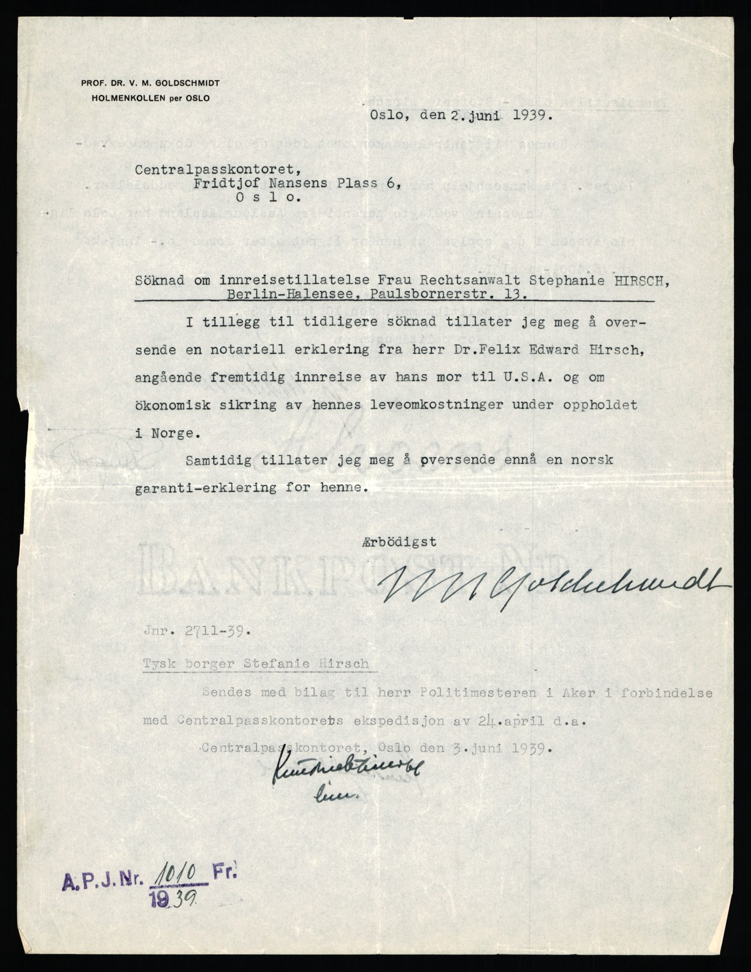 Sentralpasskontoret/Statens utlendingskontor, RA/S-1561/D/Da/Daa/L0344: Journalsaker, nr. 3290 - 3380, 1940, s. 18