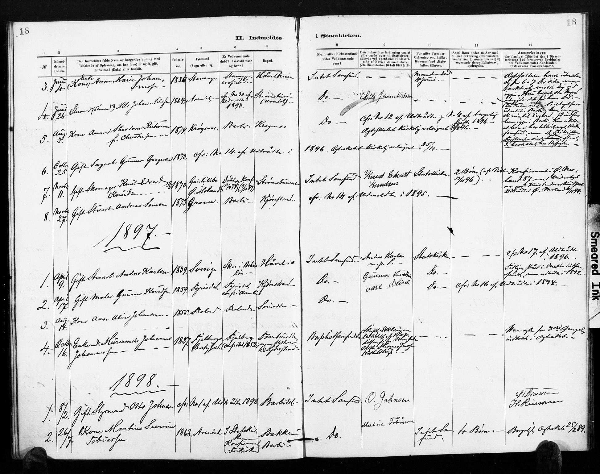 Barbu sokneprestkontor, AV/SAK-1111-0003/F/Fa/L0004: Ministerialbok nr. A 4, 1883-1909, s. 18