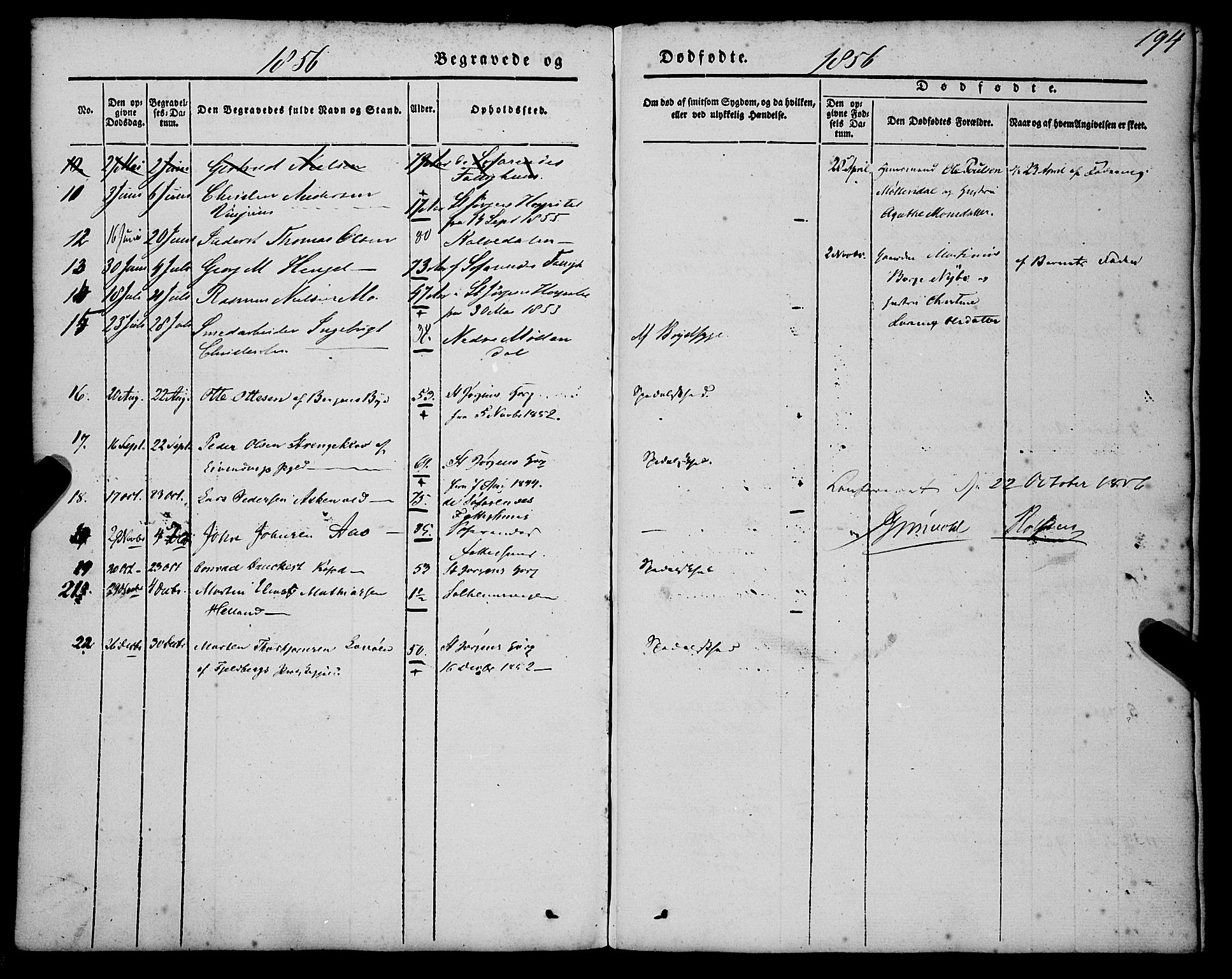 St. Jørgens hospital og Årstad sokneprestembete, AV/SAB-A-99934: Ministerialbok nr. A 4, 1844-1863, s. 194