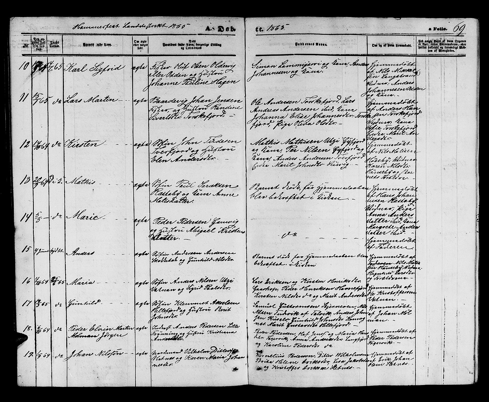 Hammerfest sokneprestkontor, AV/SATØ-S-1347/H/Hb/L0003.klokk: Klokkerbok nr. 3 /2, 1863-1868, s. 69