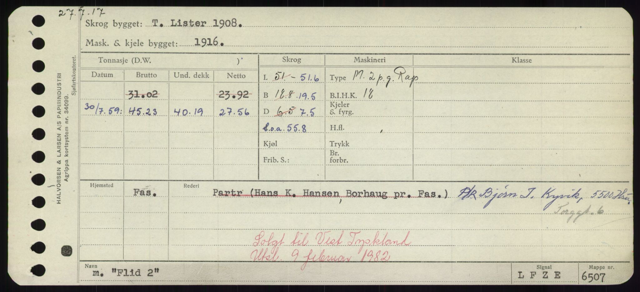 Sjøfartsdirektoratet med forløpere, Skipsmålingen, RA/S-1627/H/Hd/L0011: Fartøy, Fla-Får, s. 25