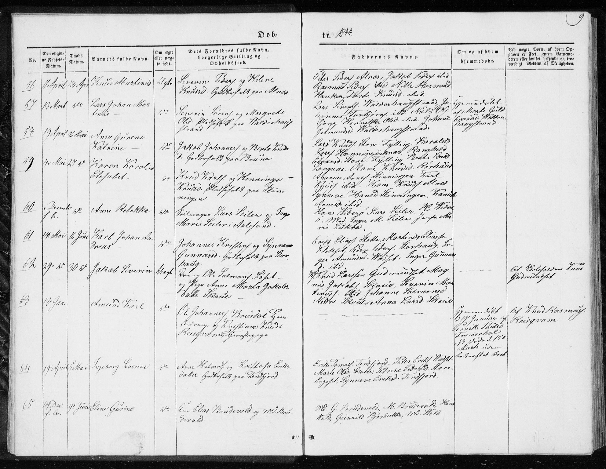 Ministerialprotokoller, klokkerbøker og fødselsregistre - Møre og Romsdal, AV/SAT-A-1454/528/L0415: Residerende kapellans bok nr. 528B03, 1843-1852, s. 9