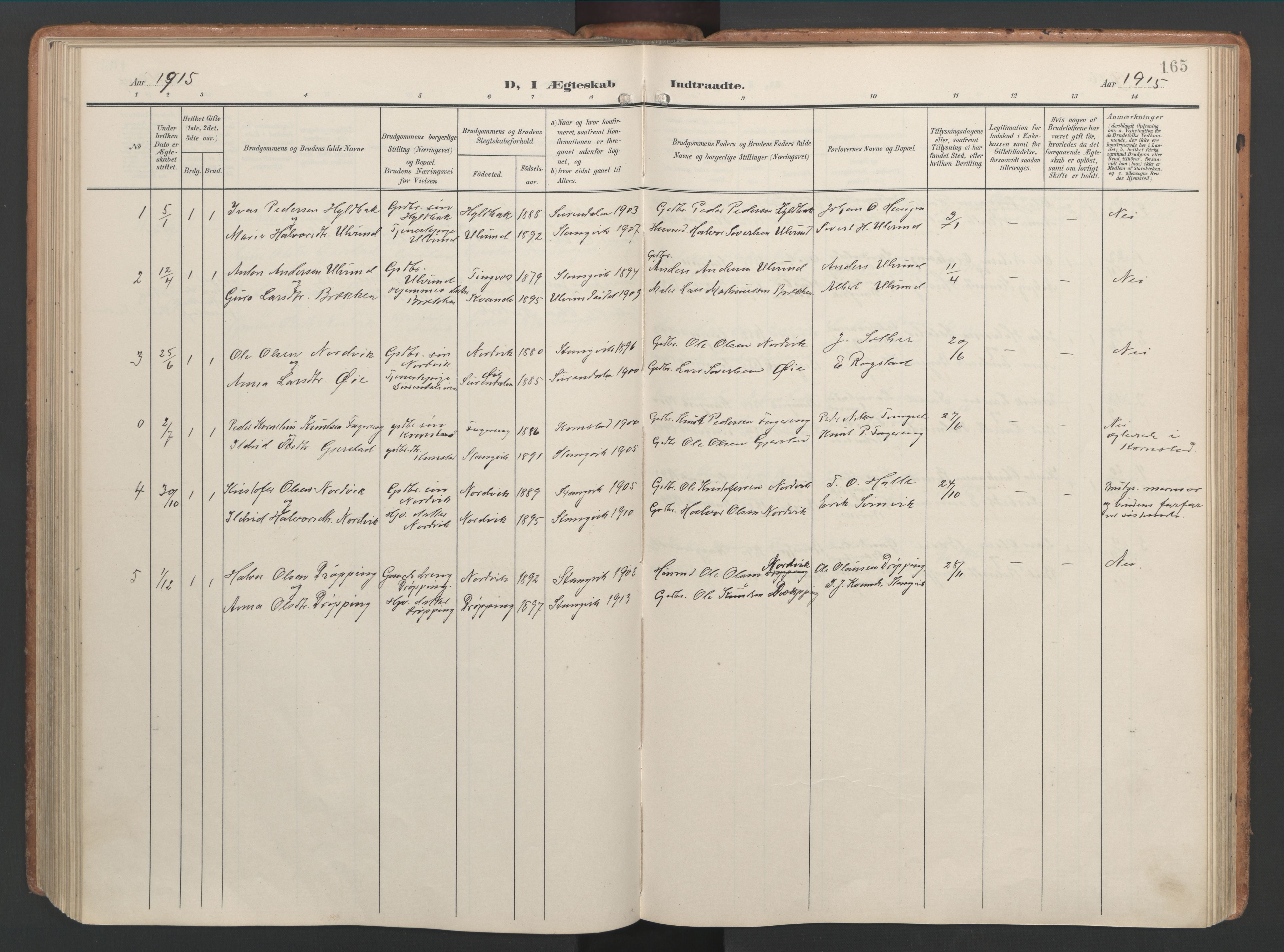 Ministerialprotokoller, klokkerbøker og fødselsregistre - Møre og Romsdal, AV/SAT-A-1454/592/L1030: Ministerialbok nr. 592A08, 1901-1925, s. 165
