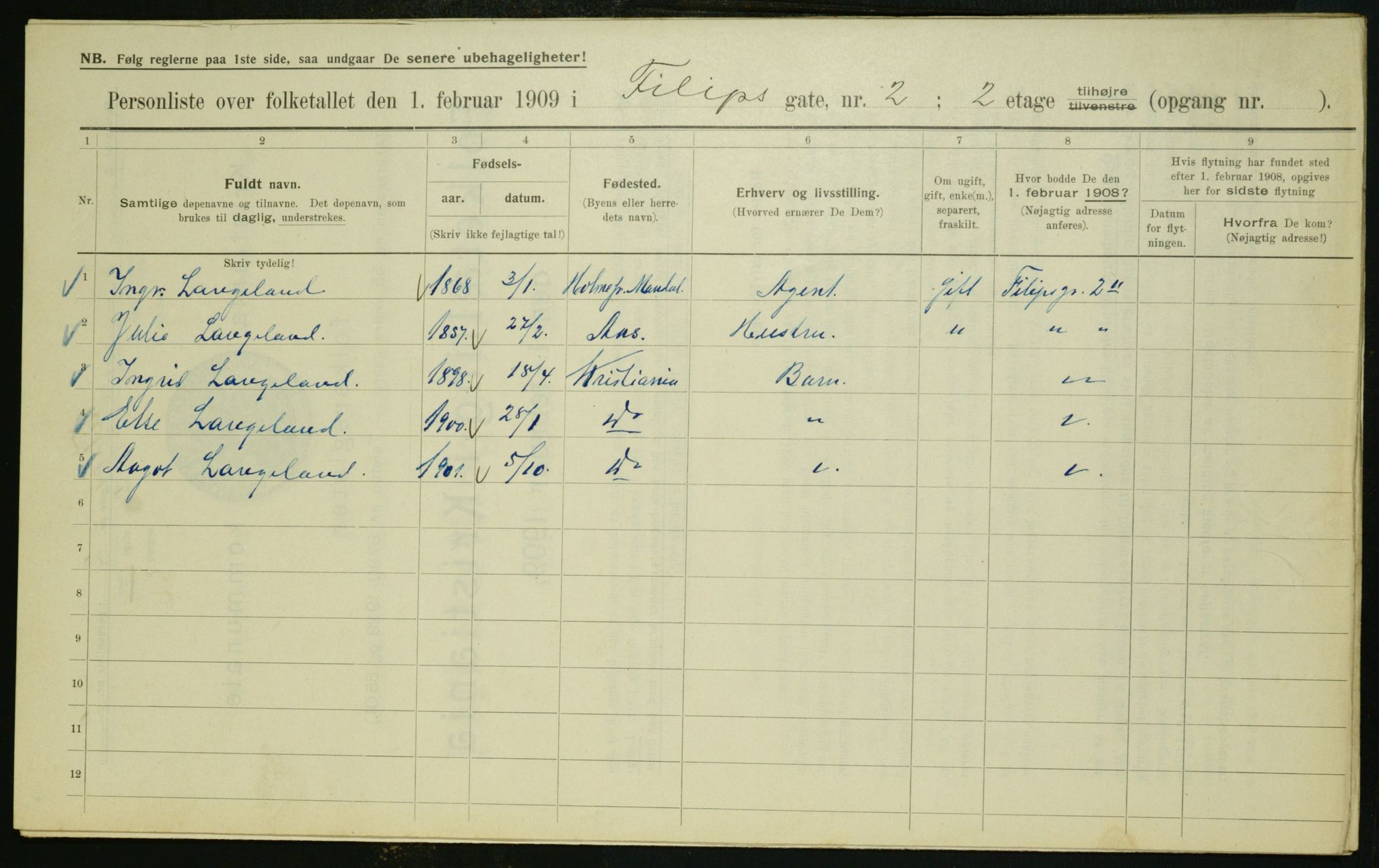 OBA, Kommunal folketelling 1.2.1909 for Kristiania kjøpstad, 1909, s. 21881