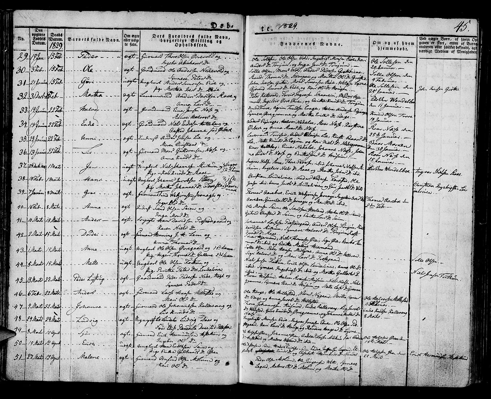 Lærdal sokneprestembete, AV/SAB-A-81201: Ministerialbok nr. A 5, 1822-1834, s. 45