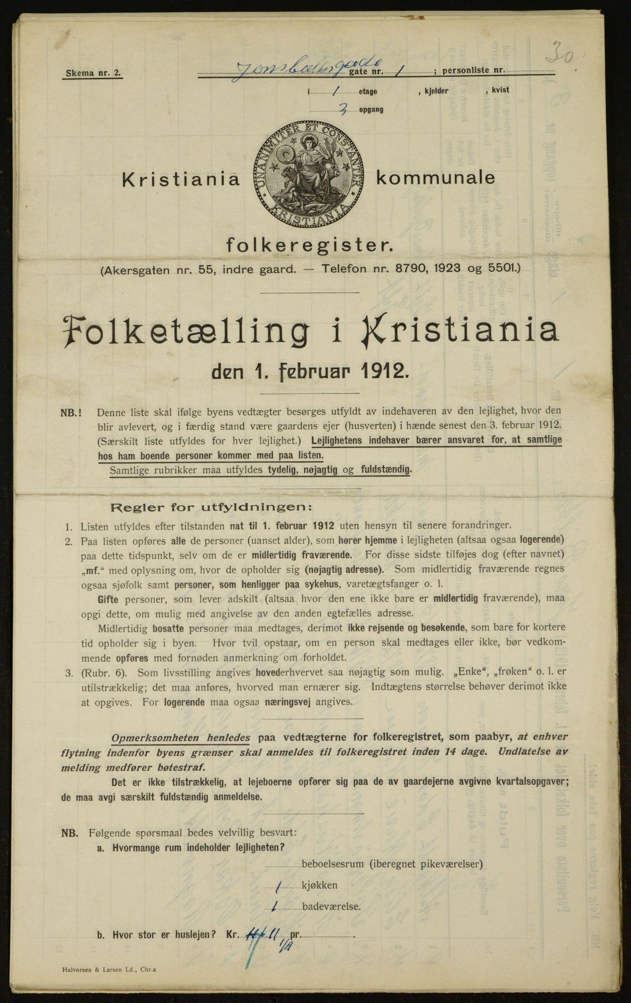 OBA, Kommunal folketelling 1.2.1912 for Kristiania, 1912, s. 45784