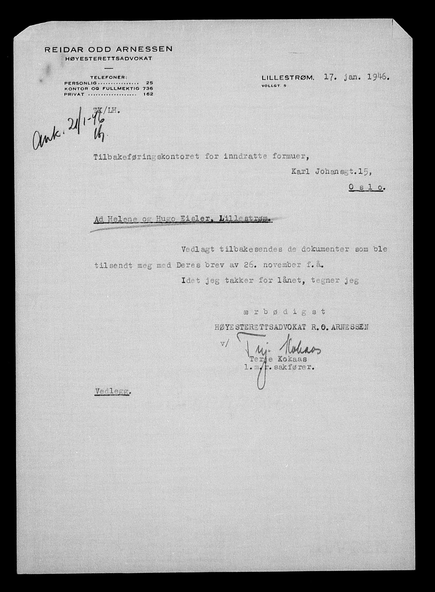 Justisdepartementet, Tilbakeføringskontoret for inndratte formuer, AV/RA-S-1564/H/Hc/Hcc/L0933: --, 1945-1947, s. 46