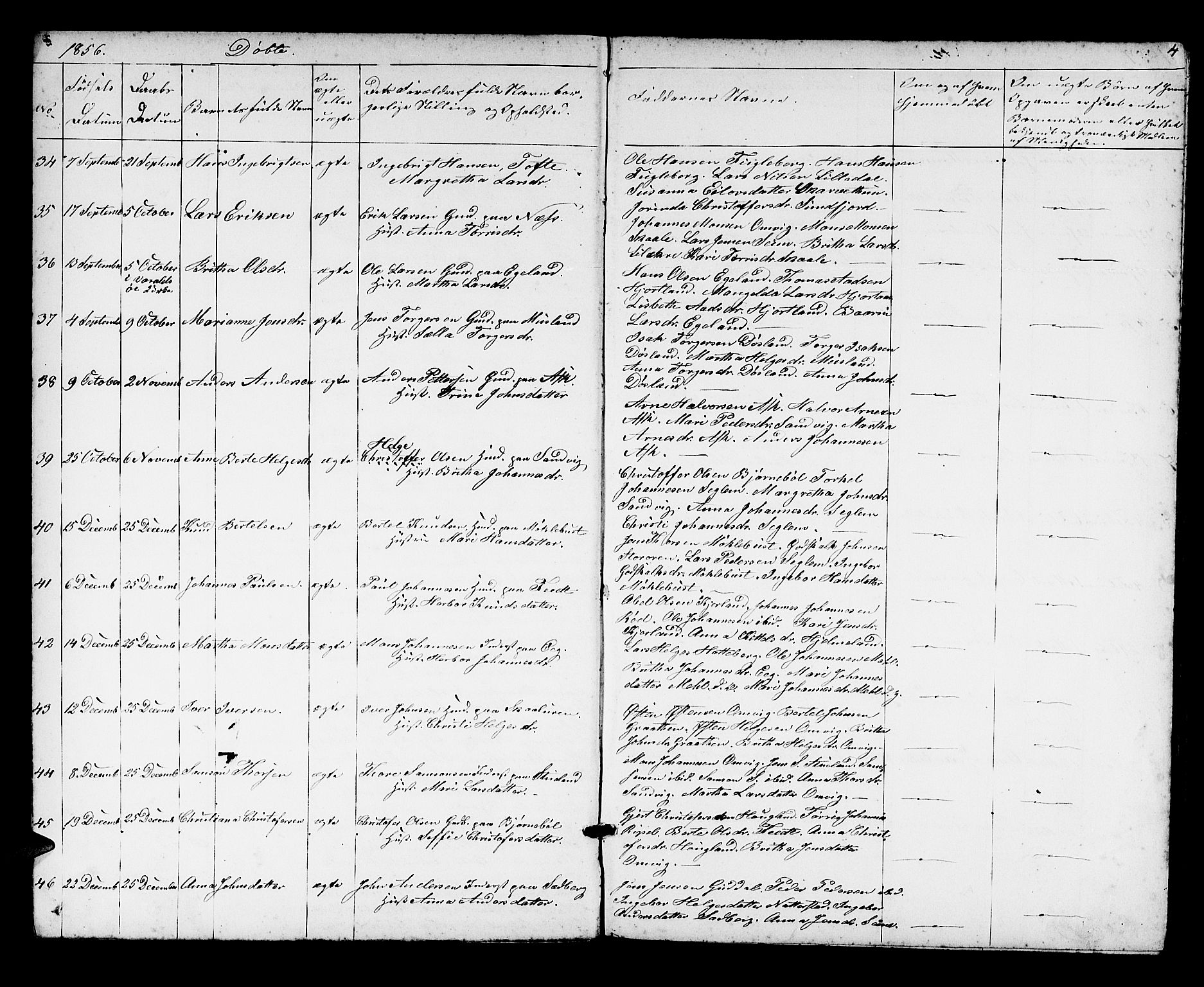 Kvinnherad sokneprestembete, AV/SAB-A-76401/H/Hab: Klokkerbok nr. A 1, 1856-1873, s. 4
