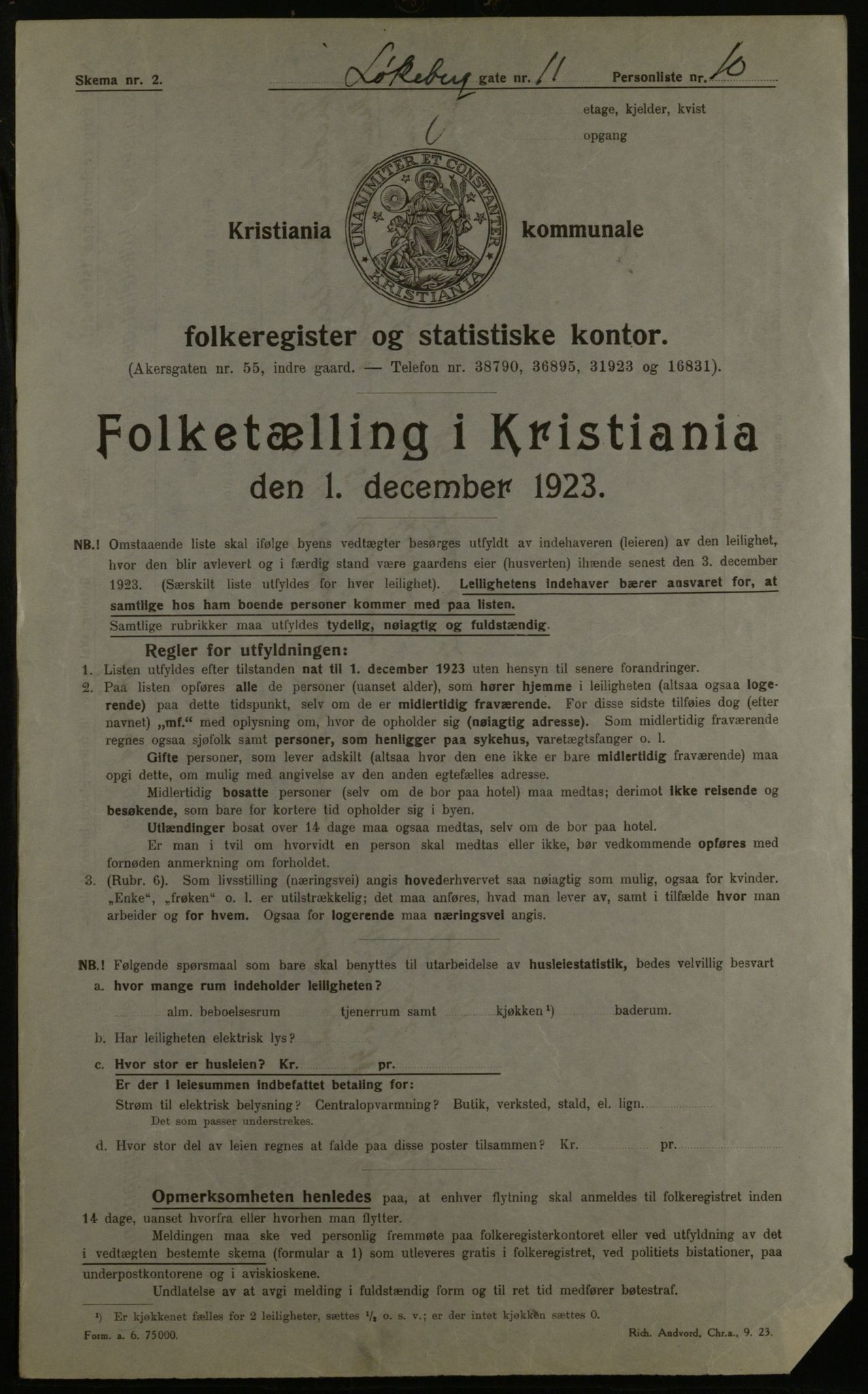 OBA, Kommunal folketelling 1.12.1923 for Kristiania, 1923, s. 65205