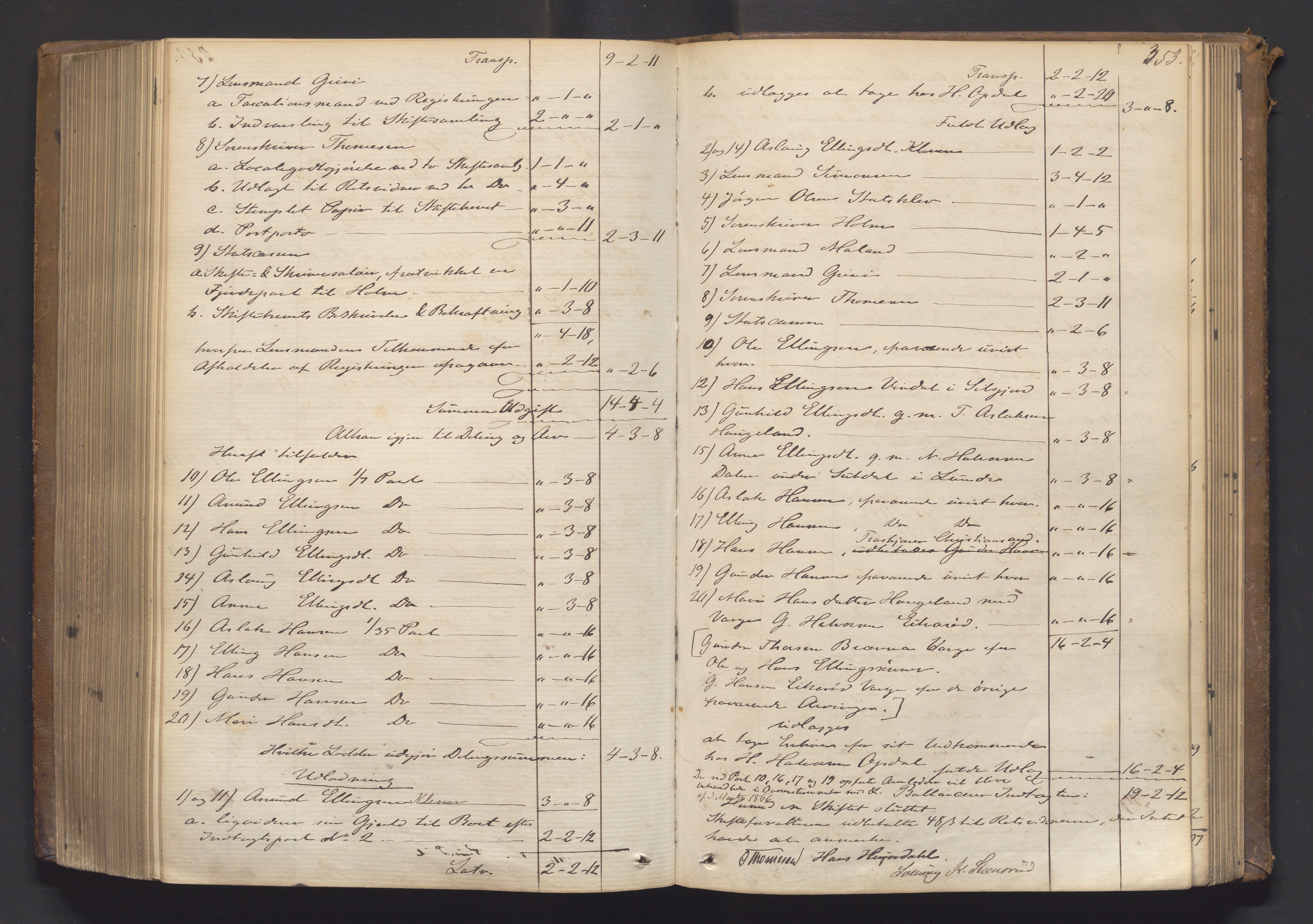 Nedre Telemark sorenskriveri, AV/SAKO-A-135/H/Hb/Hbe/L0002: Skifteutlodningsprotokoll, 1867-1878, s. 352b-353a