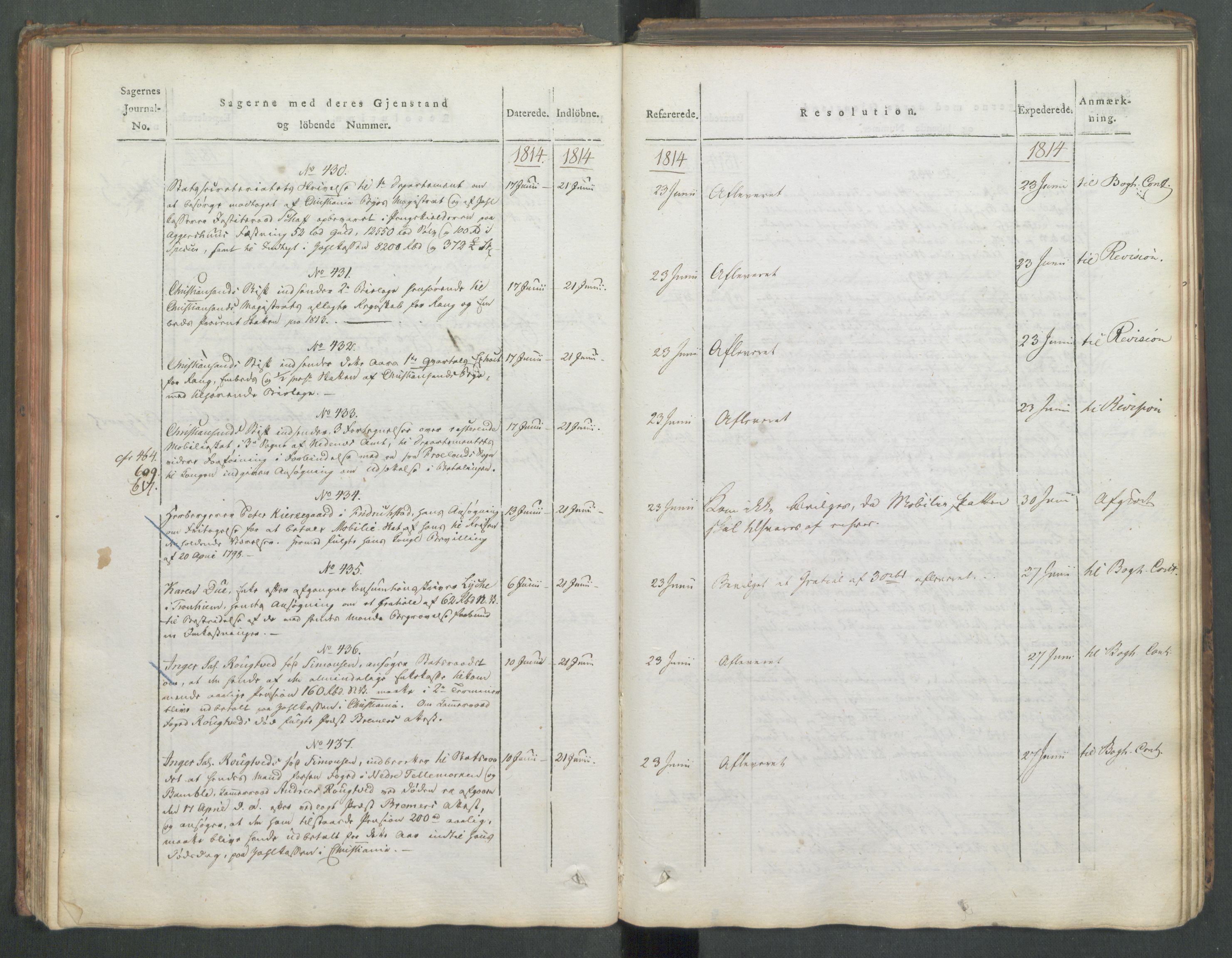 Departementene i 1814, AV/RA-S-3899/Fa/L0008: 1. byrå - Journal B, 1814, s. 94