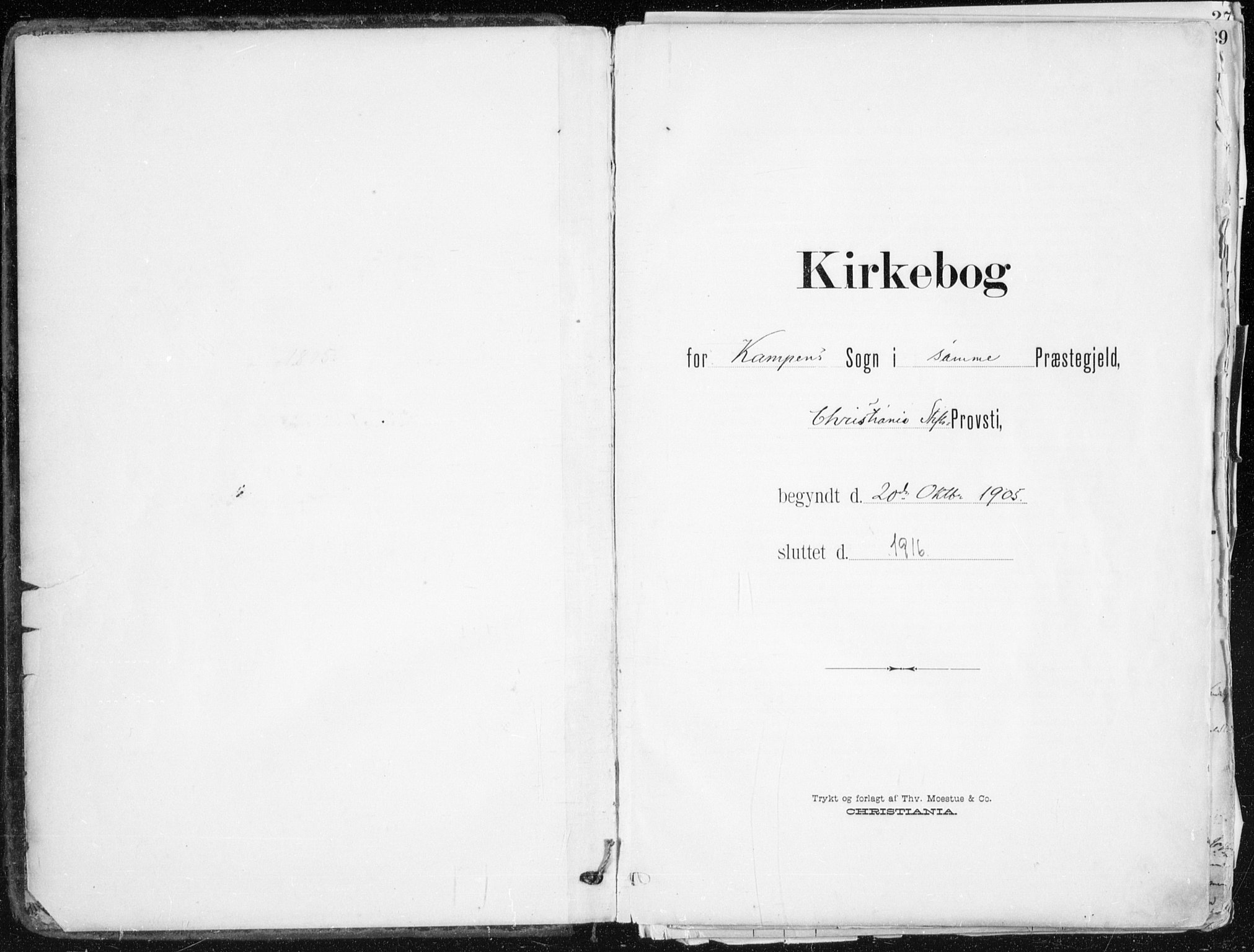 Kampen prestekontor Kirkebøker, SAO/A-10853/F/Fa/L0010: Ministerialbok nr. I 10, 1905-1917