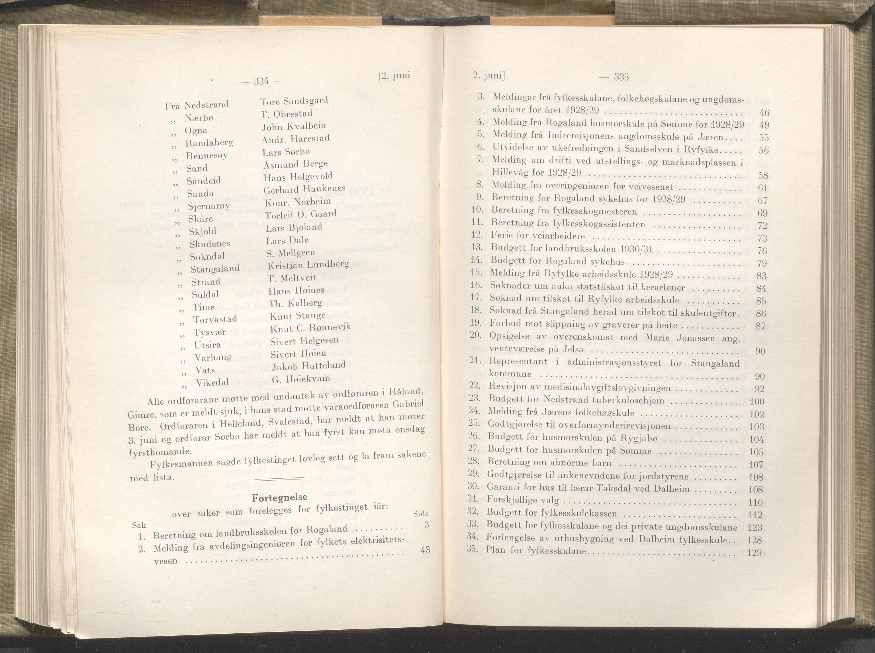 Rogaland fylkeskommune - Fylkesrådmannen , IKAR/A-900/A/Aa/Aaa/L0049: Møtebok , 1930, s. 334-335