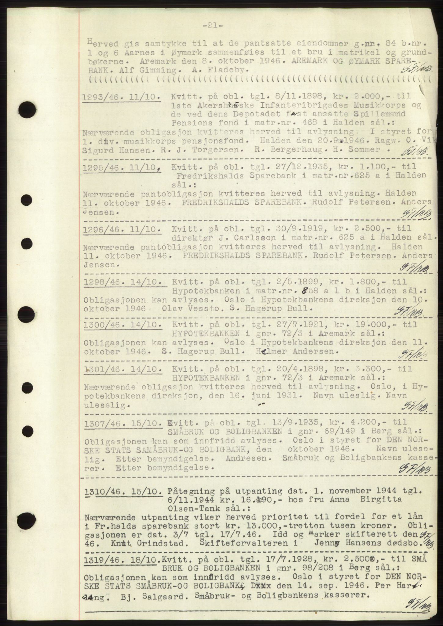 Idd og Marker sorenskriveri, SAO/A-10283/G/Gb/Gbc/L0003: Pantebok nr. B4-9b, 1946-1946, Tingl.dato: 11.10.1946
