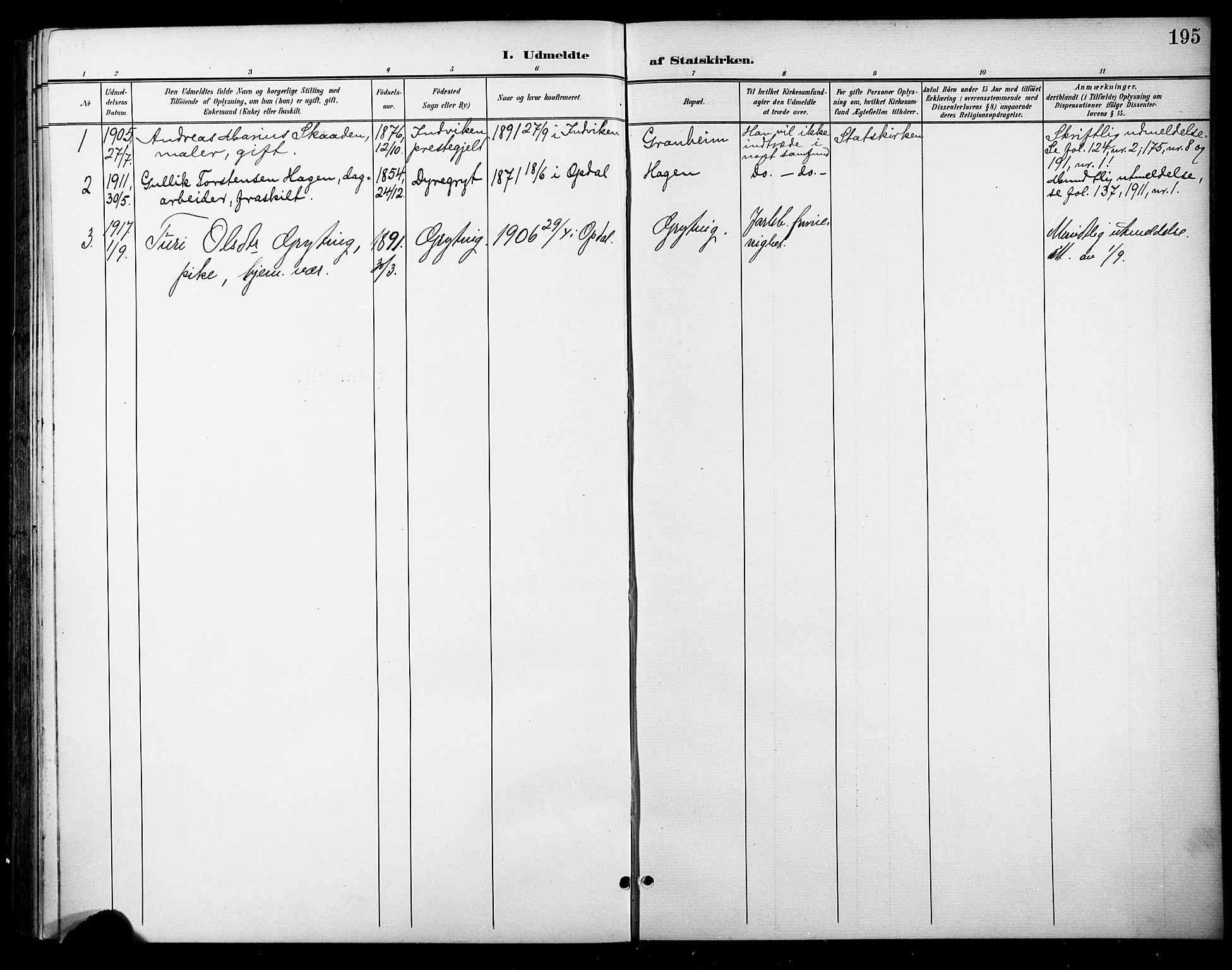 Nore kirkebøker, AV/SAKO-A-238/F/Fc/L0005: Ministerialbok nr. III 5, 1898-1922, s. 195