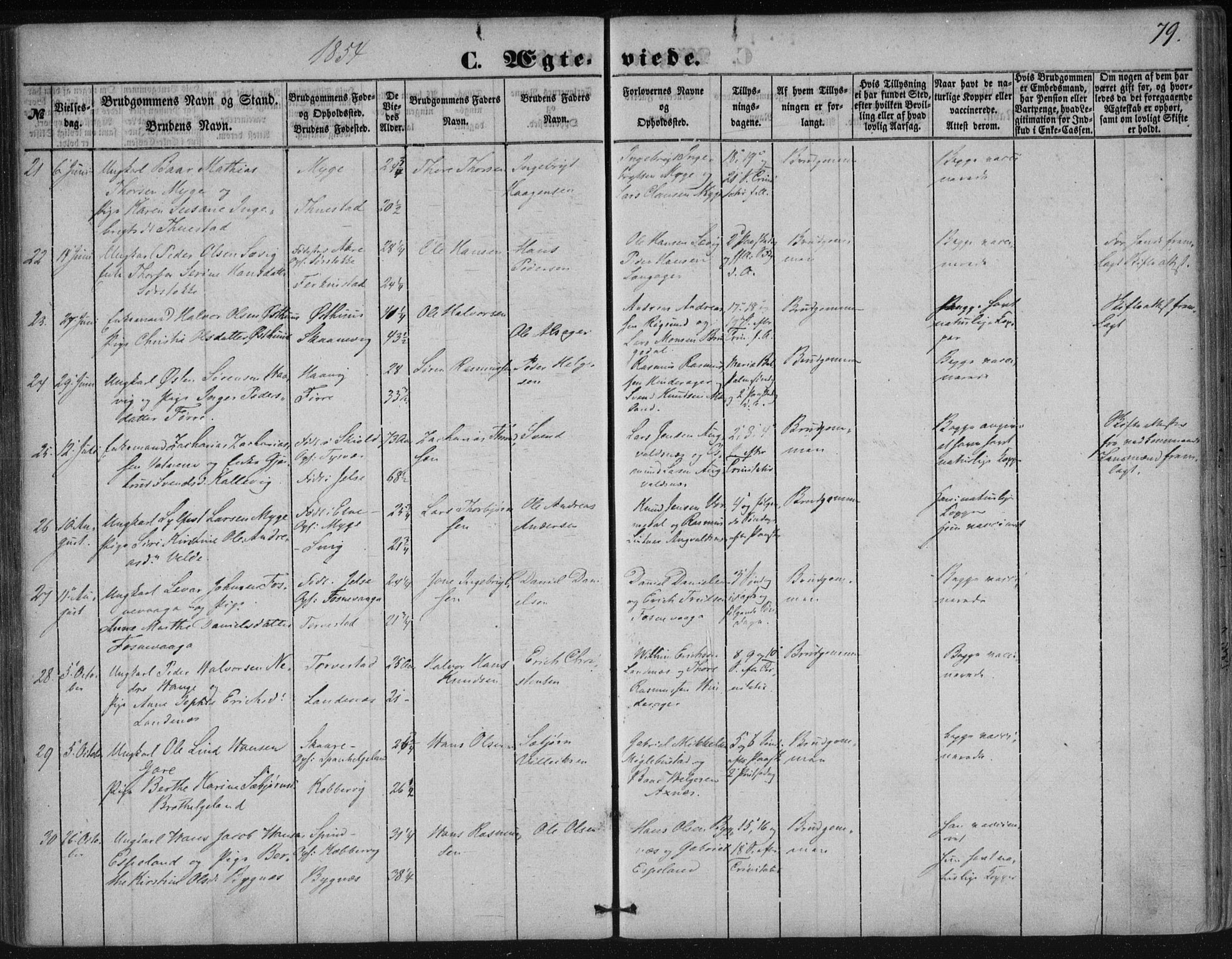 Avaldsnes sokneprestkontor, SAST/A -101851/H/Ha/Haa/L0009: Ministerialbok nr. A 9, 1853-1865, s. 79