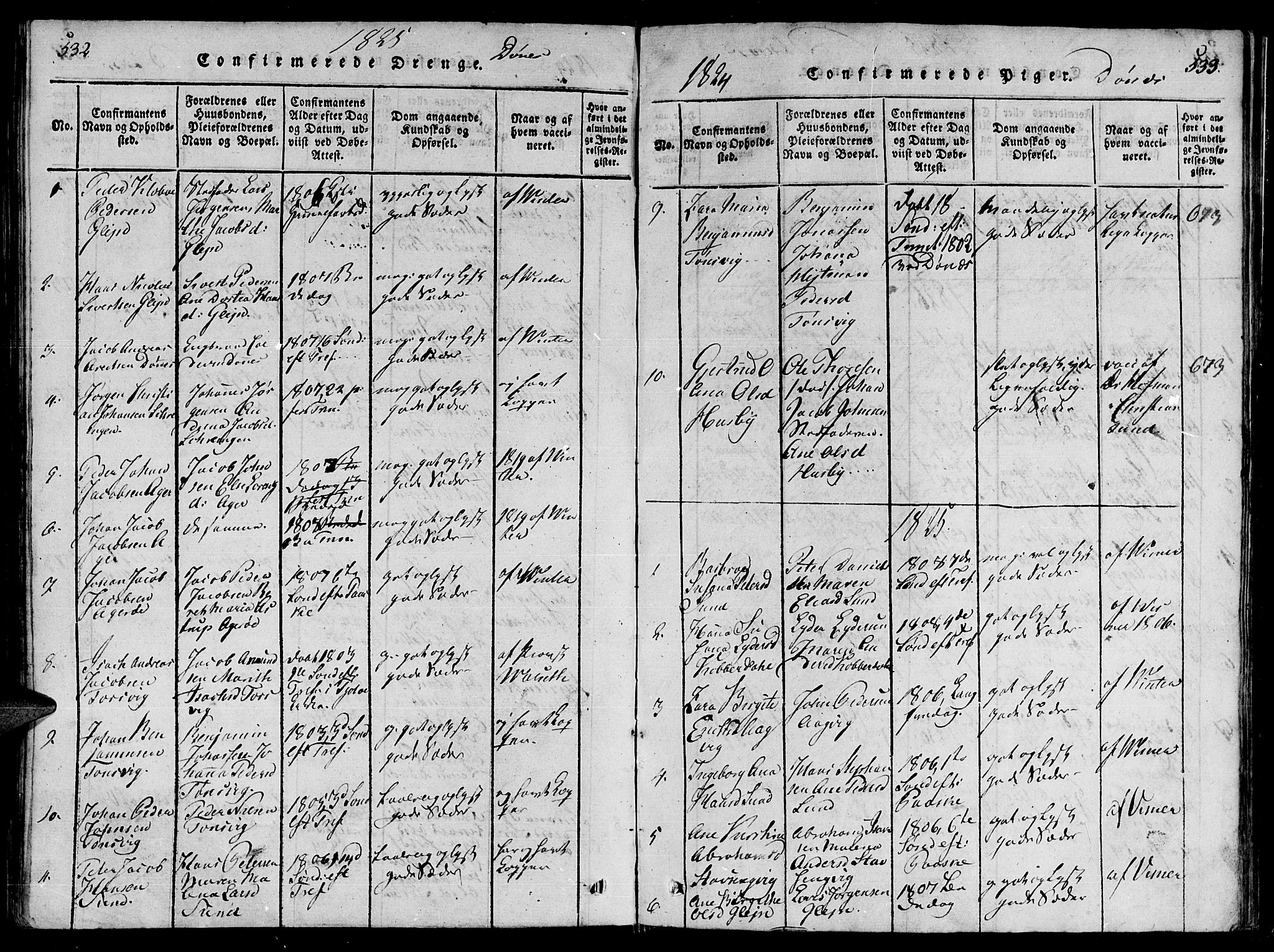 Ministerialprotokoller, klokkerbøker og fødselsregistre - Nordland, SAT/A-1459/838/L0547: Ministerialbok nr. 838A05 /2, 1820-1828, s. 532-533