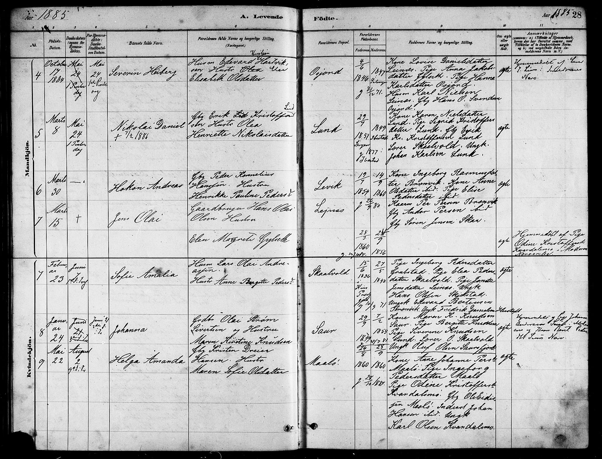 Ministerialprotokoller, klokkerbøker og fødselsregistre - Nordland, AV/SAT-A-1459/857/L0828: Klokkerbok nr. 857C03, 1879-1908, s. 28