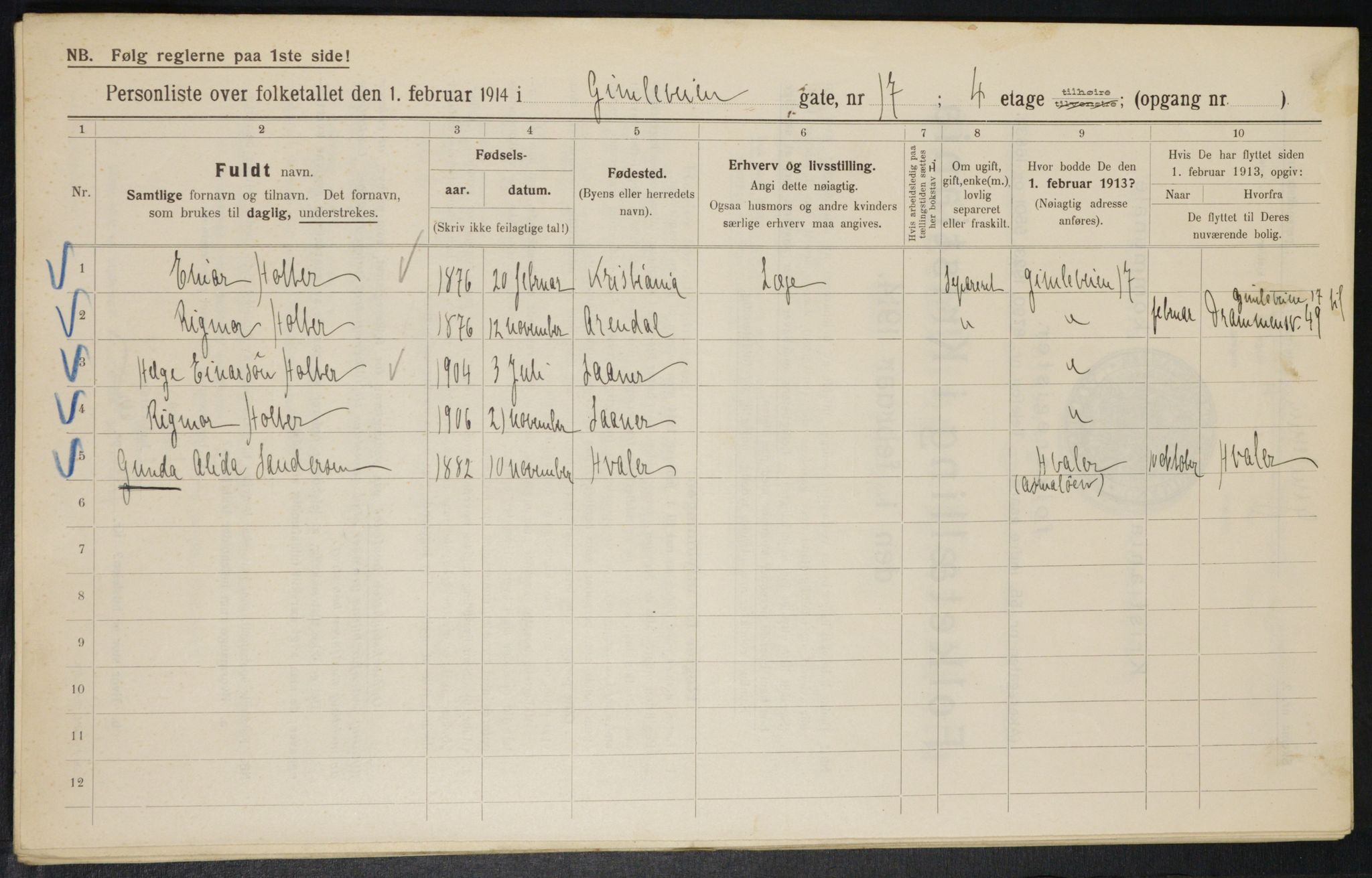 OBA, Kommunal folketelling 1.2.1914 for Kristiania, 1914, s. 29324