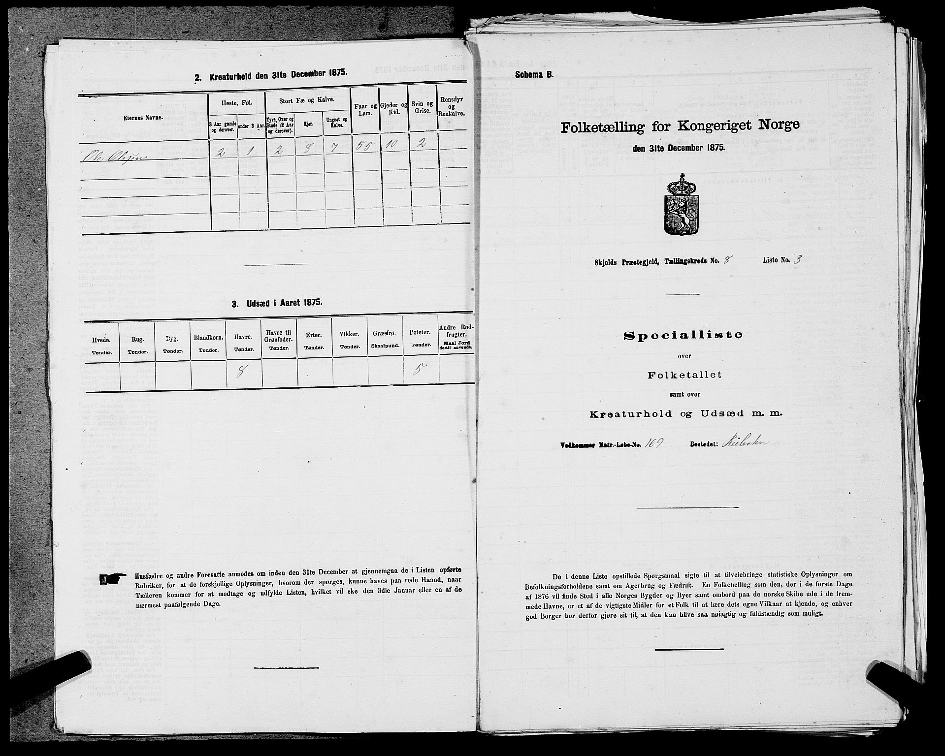 SAST, Folketelling 1875 for 1154P Skjold prestegjeld, 1875, s. 725