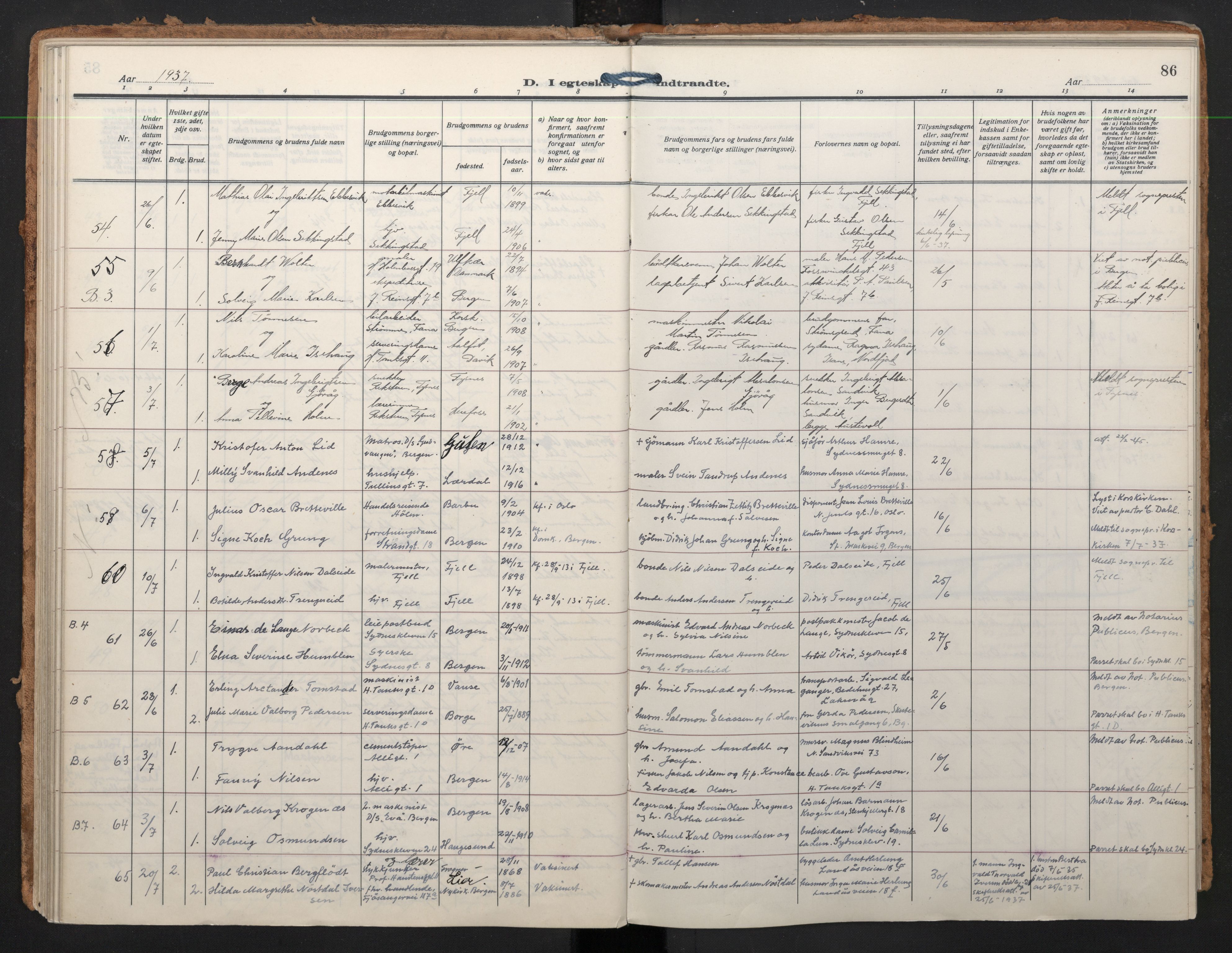 Johanneskirken sokneprestembete, SAB/A-76001/H/Haa/L0014: Ministerialbok nr. D 3, 1929-1949, s. 85b-86a