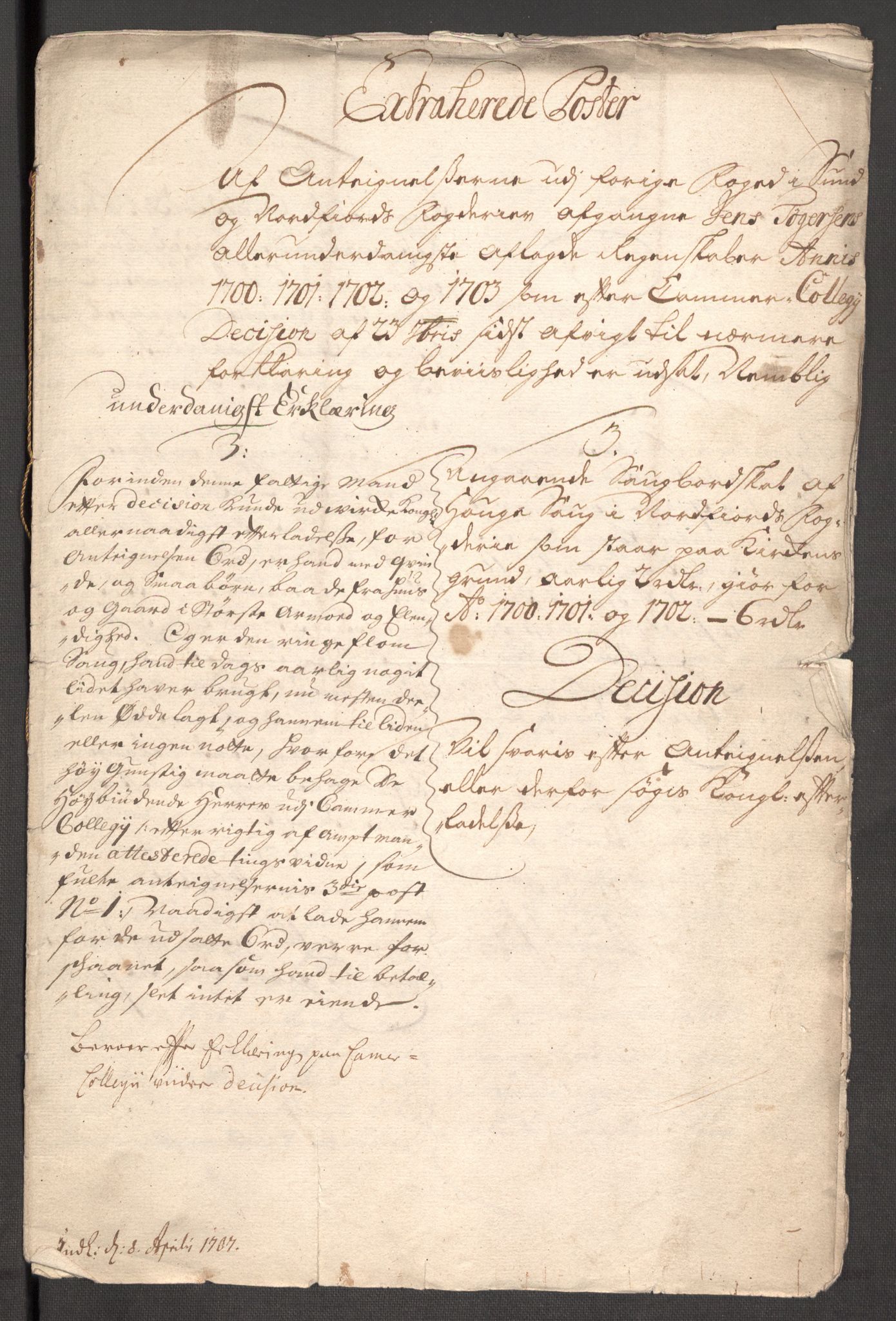 Rentekammeret inntil 1814, Reviderte regnskaper, Fogderegnskap, RA/EA-4092/R53/L3427: Fogderegnskap Sunn- og Nordfjord, 1703, s. 534