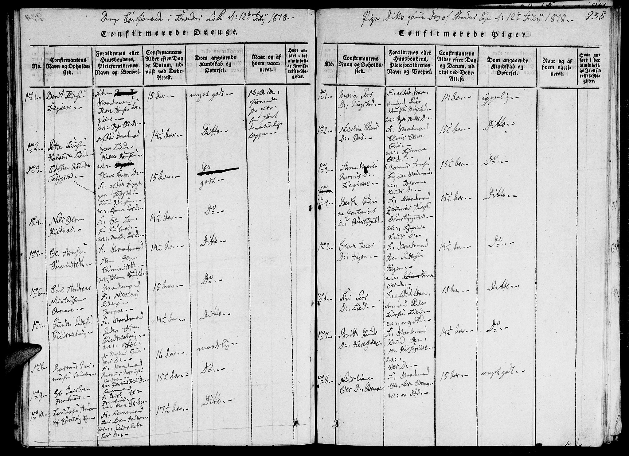 Ministerialprotokoller, klokkerbøker og fødselsregistre - Møre og Romsdal, AV/SAT-A-1454/520/L0273: Ministerialbok nr. 520A03, 1817-1826, s. 235