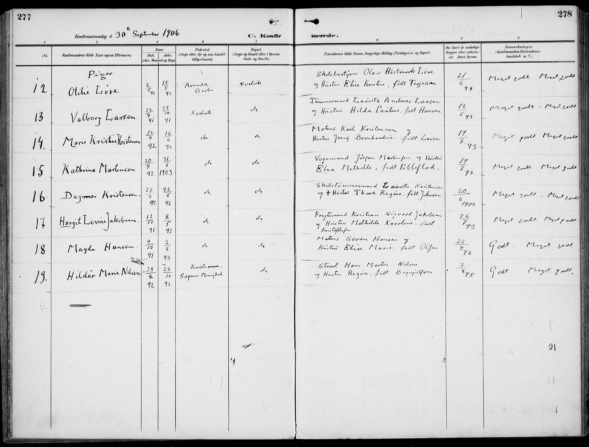 Strømm kirkebøker, SAKO/A-322/F/Fb/L0002: Ministerialbok nr. II 2, 1900-1919, s. 277-278