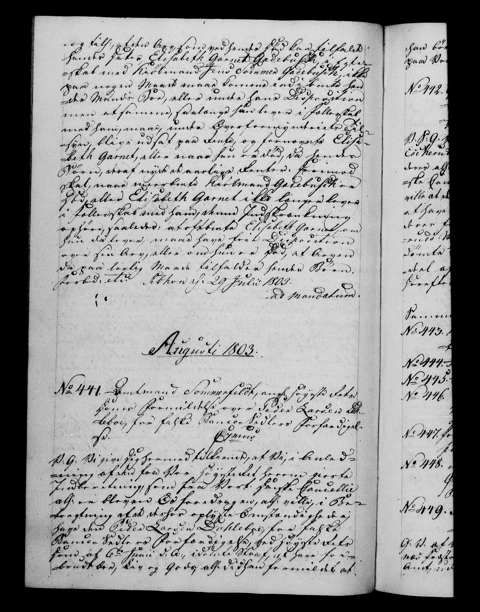 Danske Kanselli 1800-1814, RA/EA-3024/H/Hf/Hfb/Hfba/L0002: Registranter, 1802-1804, s. 169b