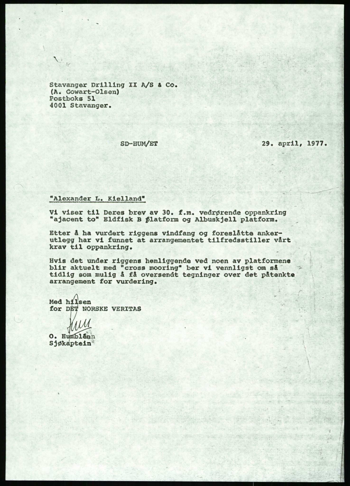 Justisdepartementet, Granskningskommisjonen ved Alexander Kielland-ulykken 27.3.1980, AV/RA-S-1165/D/L0002: I Det norske Veritas (I1-I5, I7-I11, I14-I17, I21-I28, I30-I31)/B Stavanger Drilling A/S (B4), 1980-1981, s. 13