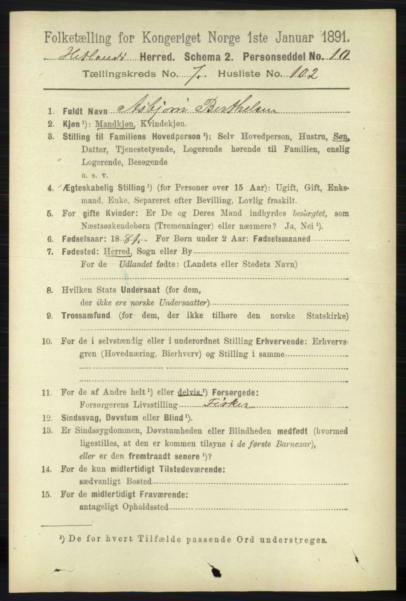 RA, Folketelling 1891 for 1126 Hetland herred, 1891, s. 4345