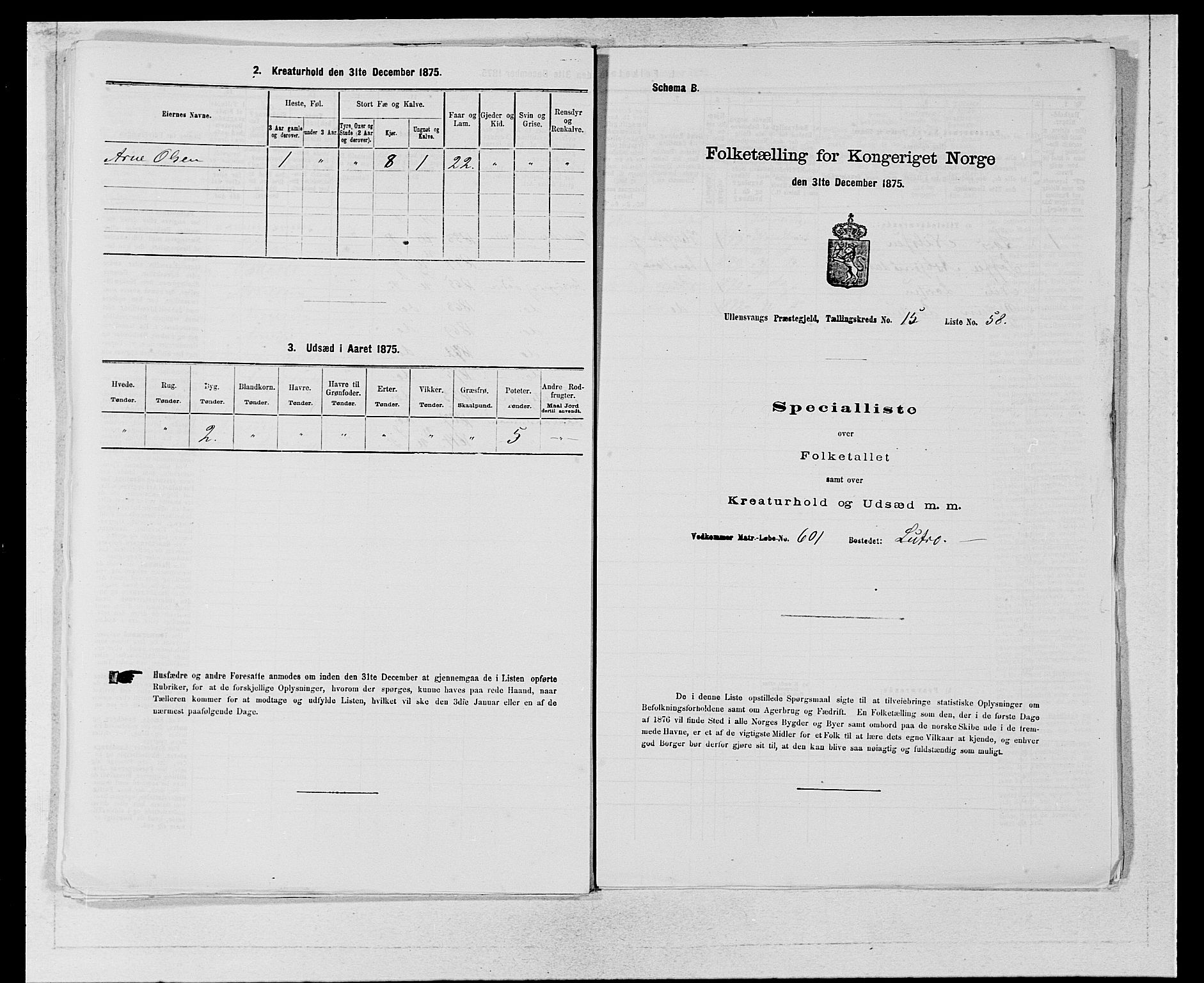 SAB, Folketelling 1875 for 1230P Ullensvang prestegjeld, 1875, s. 1578