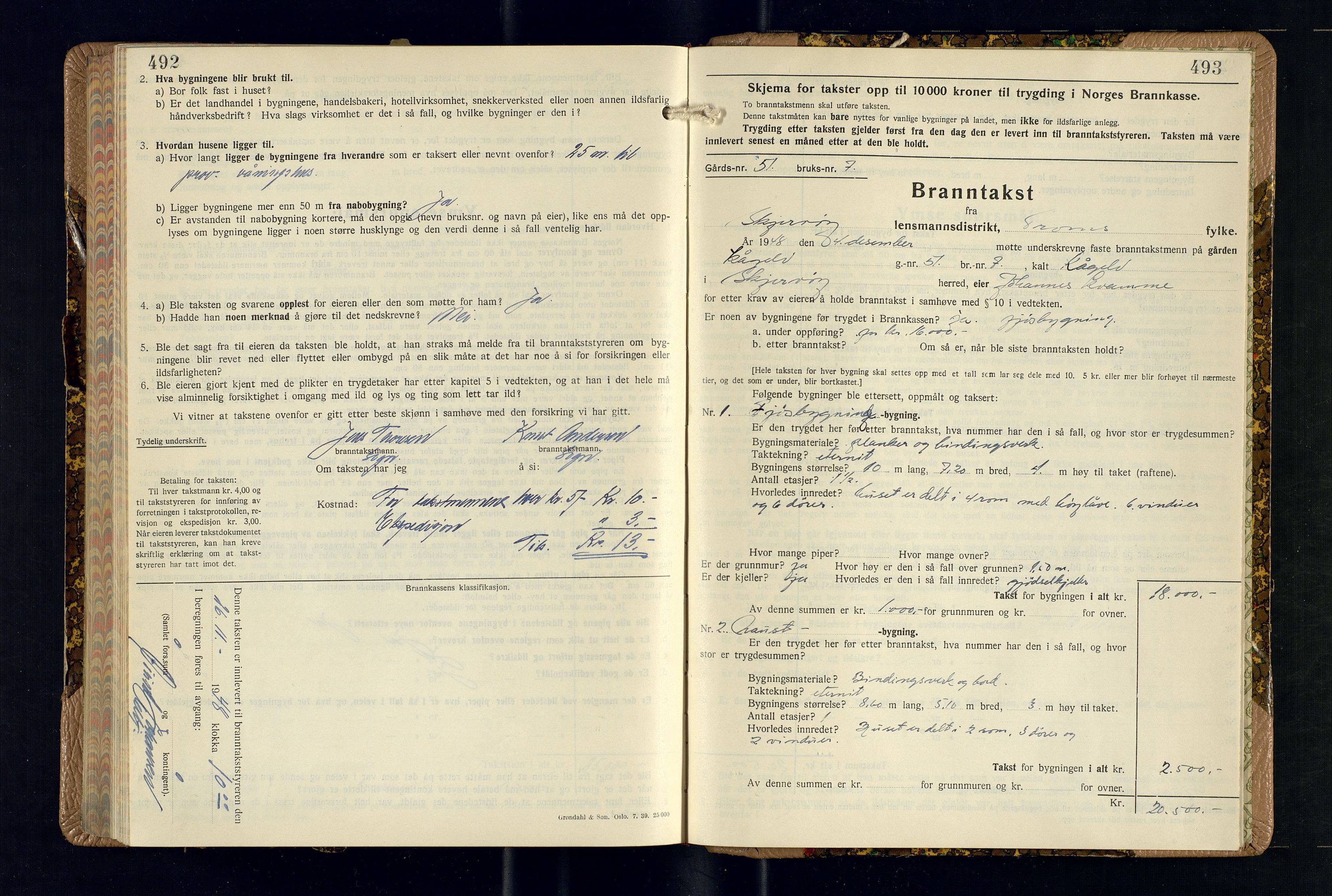 Skjervøy lensmannskontor, AV/SATØ-SATØ-63/F/Fu/Fub/L0269: Branntakstprotokoll (S), 1944-1948, s. 492-493