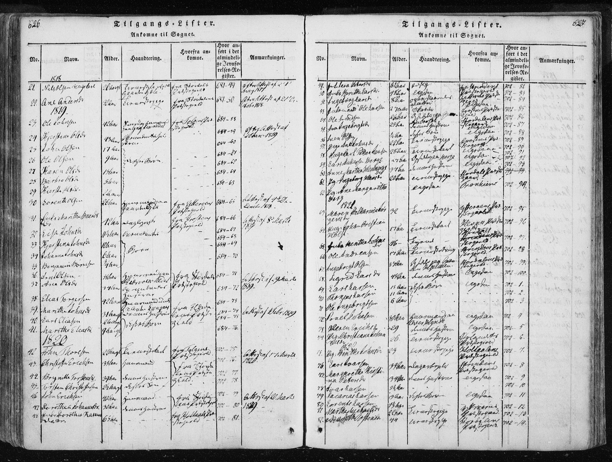 Ministerialprotokoller, klokkerbøker og fødselsregistre - Nord-Trøndelag, SAT/A-1458/717/L0148: Ministerialbok nr. 717A04 /1, 1816-1825, s. 626-627