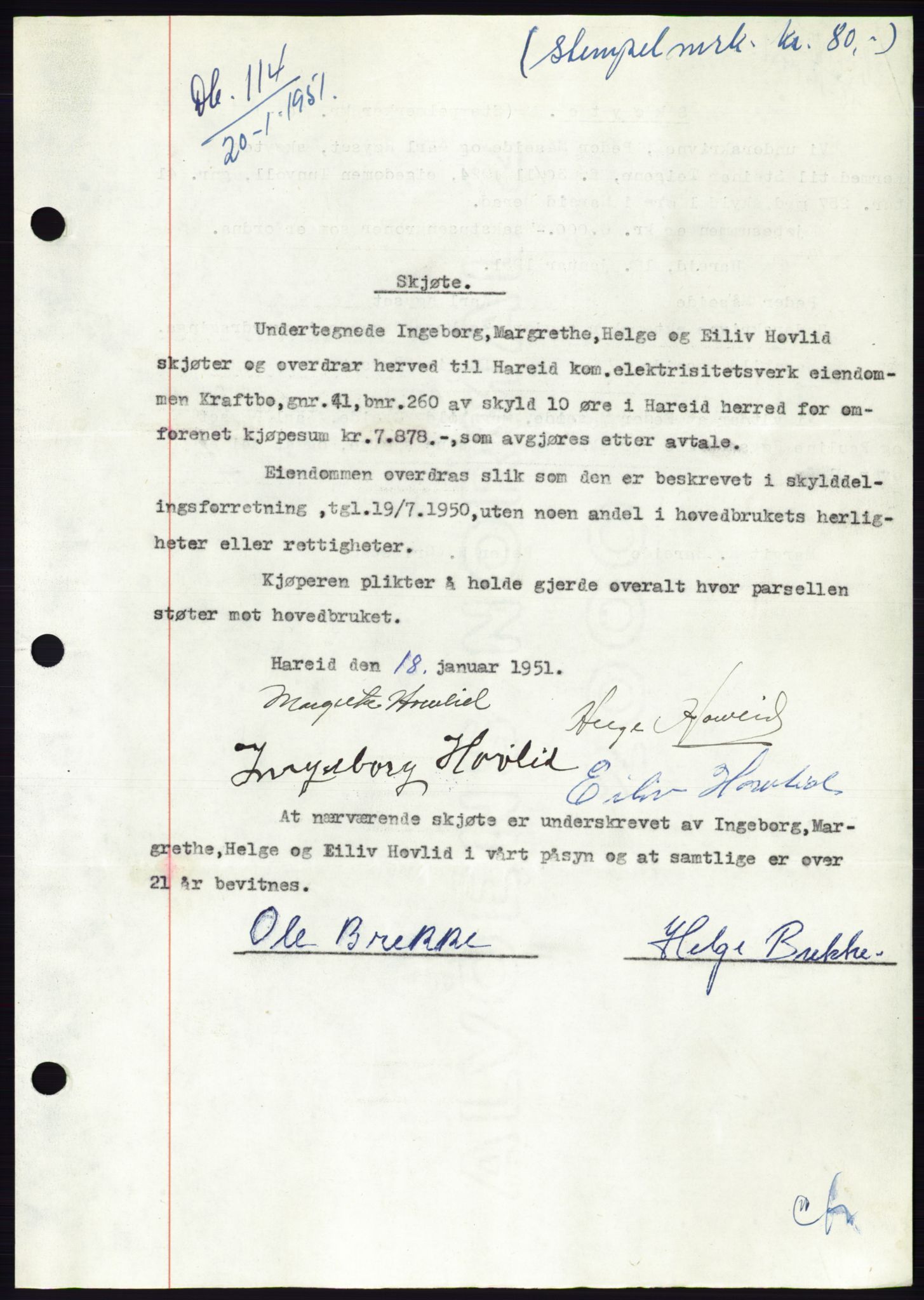 Søre Sunnmøre sorenskriveri, SAT/A-4122/1/2/2C/L0088: Pantebok nr. 14A, 1950-1951, Dagboknr: 114/1951