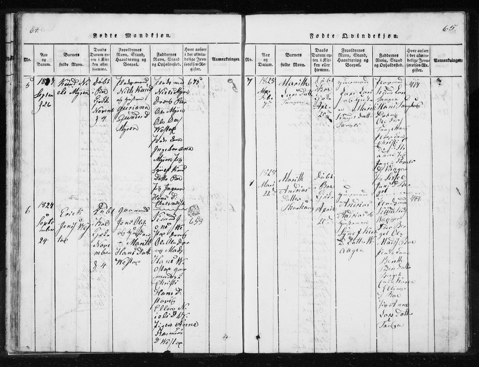 Ministerialprotokoller, klokkerbøker og fødselsregistre - Møre og Romsdal, AV/SAT-A-1454/566/L0772: Klokkerbok nr. 566C01, 1818-1845, s. 64-65