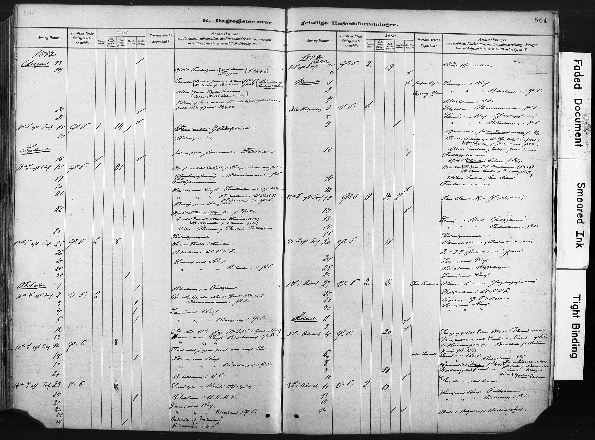 Porsgrunn kirkebøker , AV/SAKO-A-104/F/Fa/L0008: Ministerialbok nr. 8, 1878-1895, s. 564