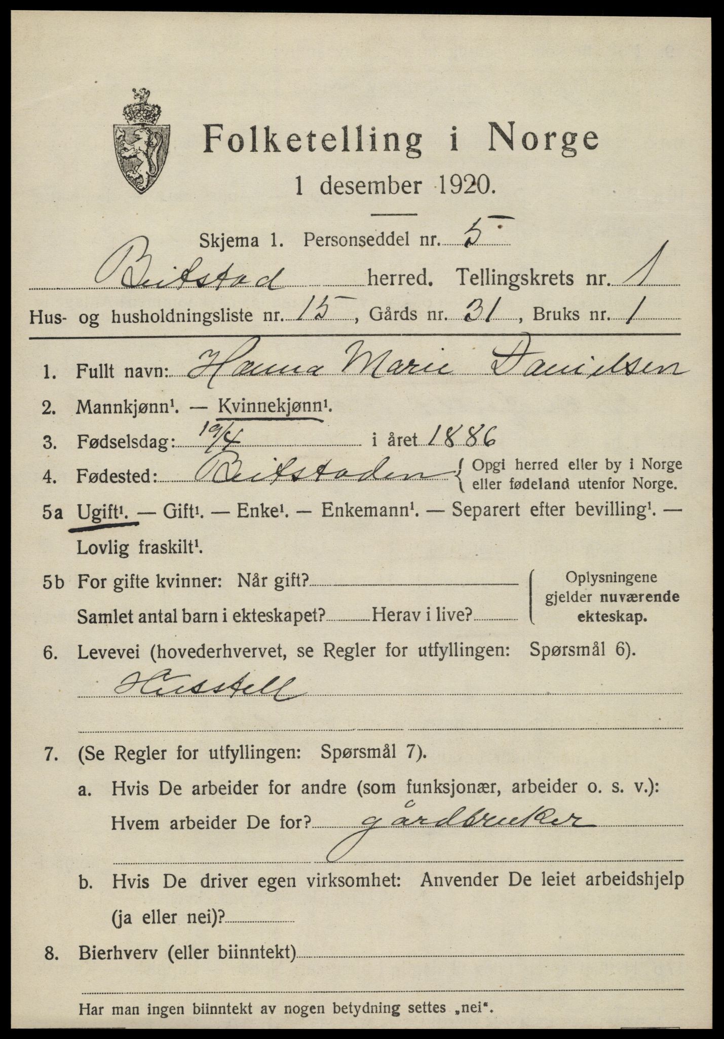 SAT, Folketelling 1920 for 1727 Beitstad herred, 1920, s. 911