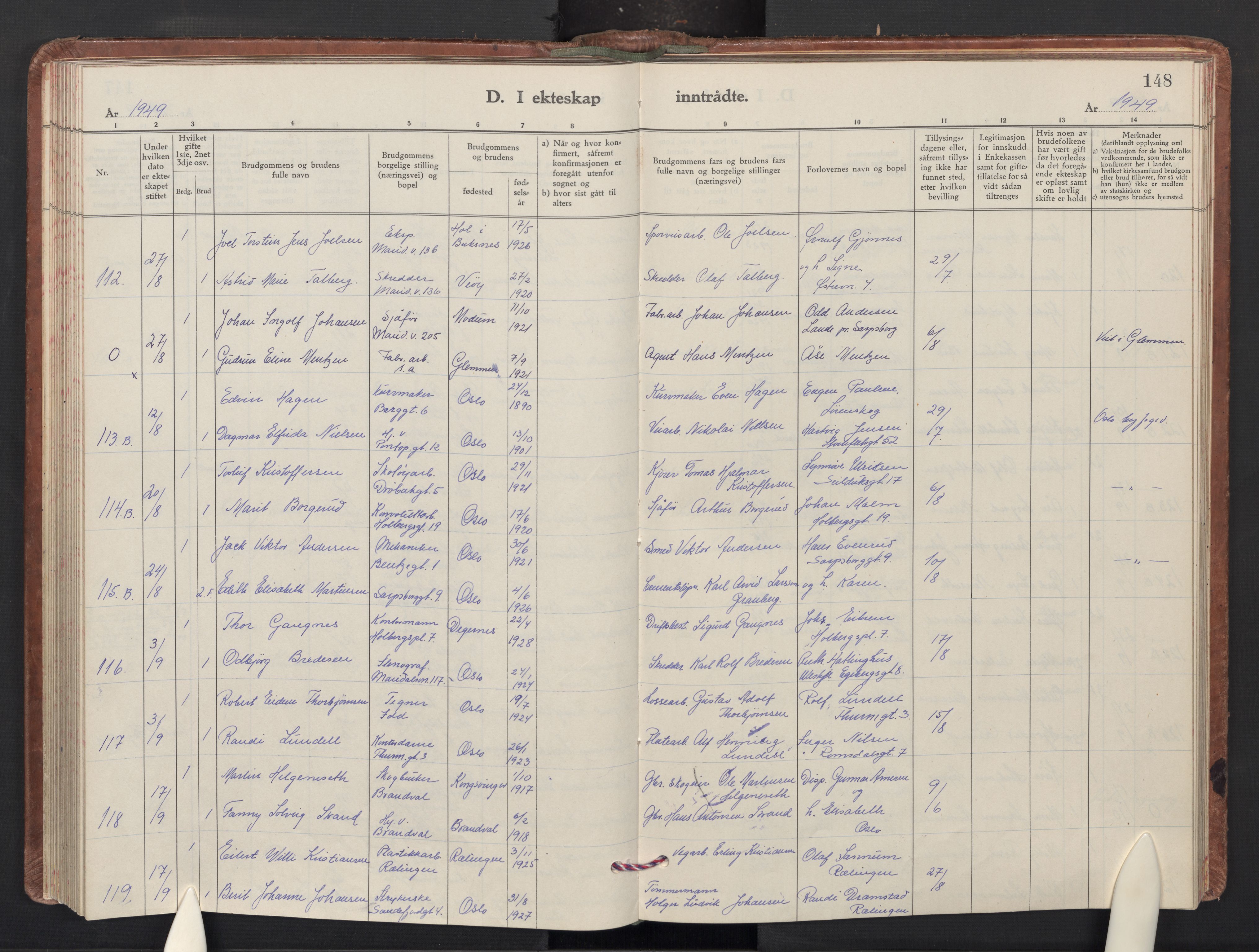 Sagene prestekontor Kirkebøker, AV/SAO-A-10796/F/L0019: Ministerialbok nr. 19, 1939-1954, s. 148