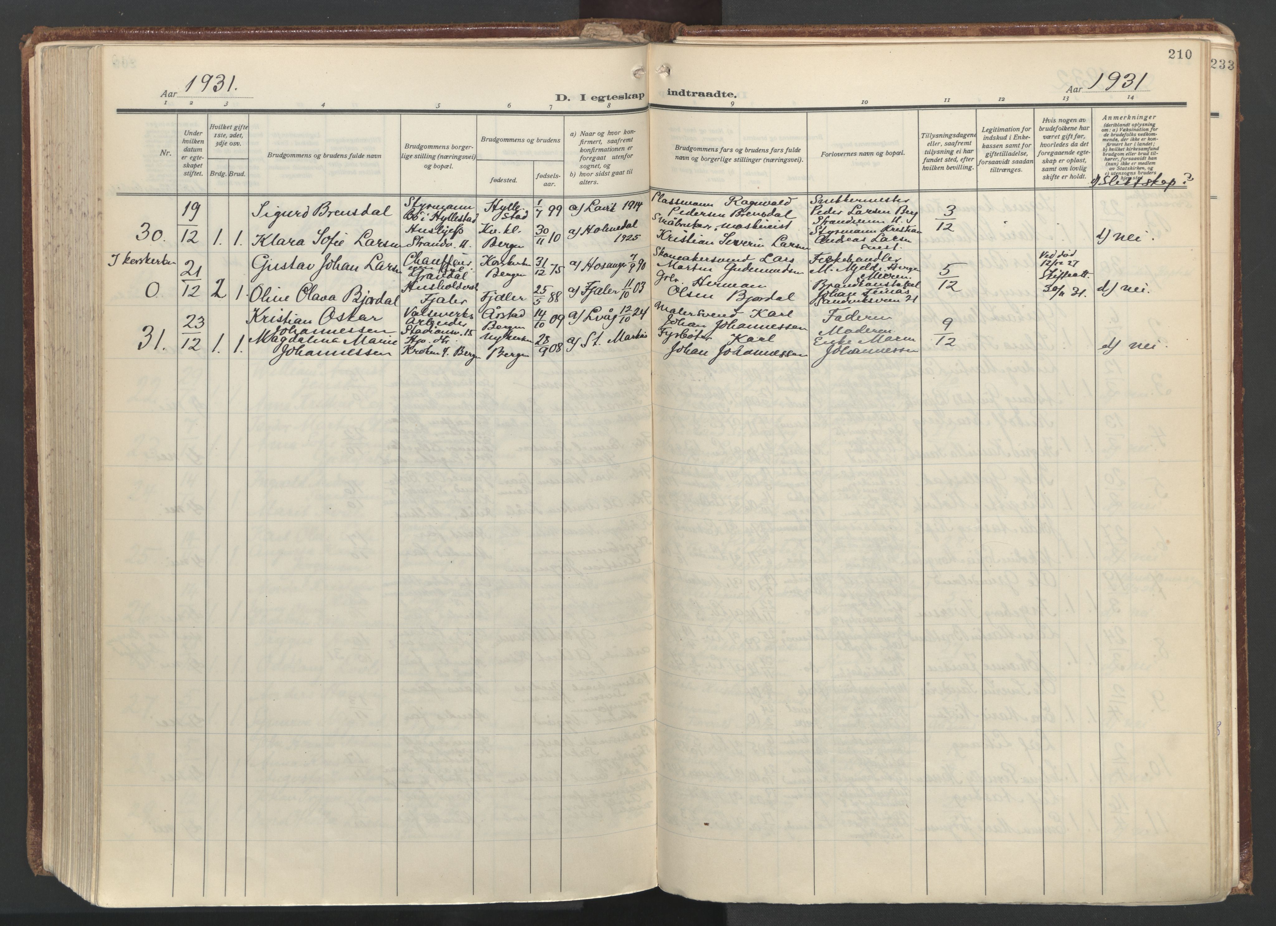 Laksevåg Sokneprestembete, AV/SAB-A-76501/H/Ha/Haa/Haac/L0001: Ministerialbok nr. C 1, 1925-1944, s. 210