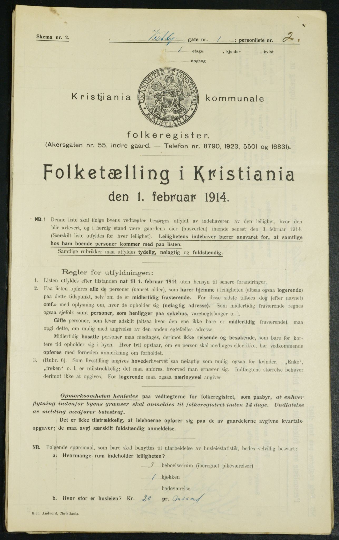 OBA, Kommunal folketelling 1.2.1914 for Kristiania, 1914, s. 123346