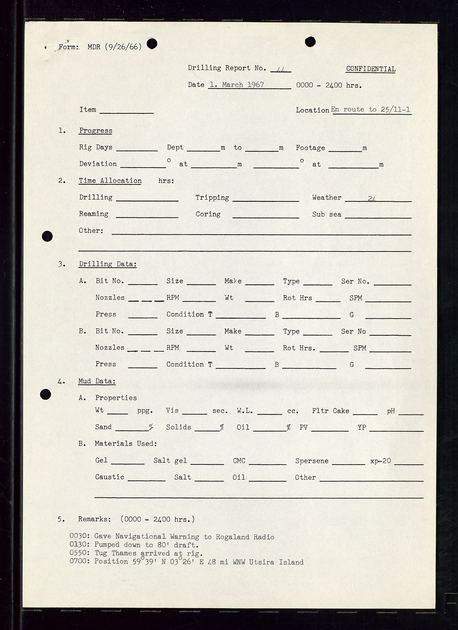 Pa 1512 - Esso Exploration and Production Norway Inc., AV/SAST-A-101917/E/Ea/L0011: Well 25/11-1, 1966-1967, s. 606