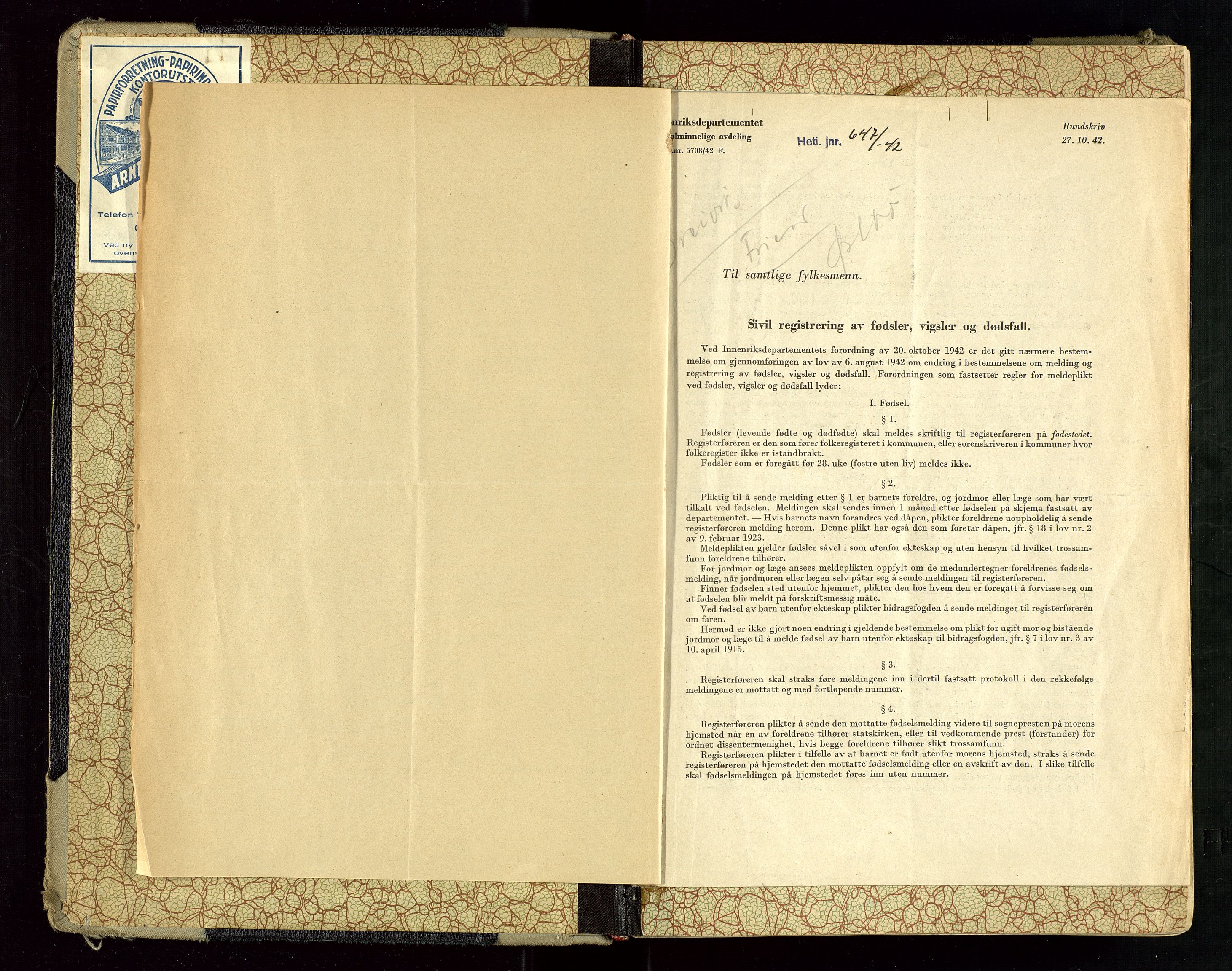 Hetland lensmannskontor, SAST/A-100101/Gga/L0004: Dødsfallprotokoll (med alfabetisk navneregister), 1936-1945